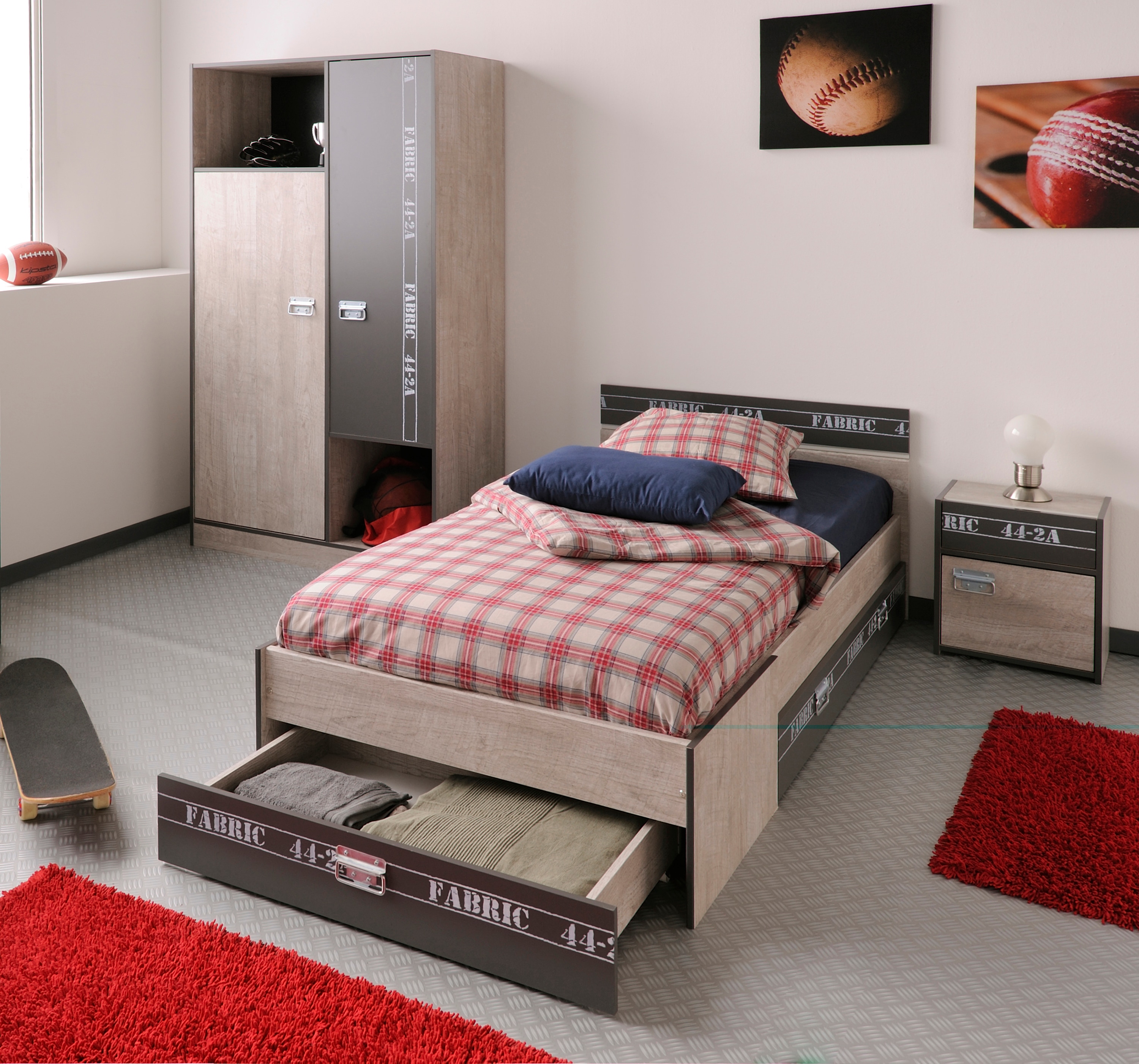 Parisot Kinder- und Jugendzimmer 3-tlg "Fabric 2" Esche-grau - Bild 1