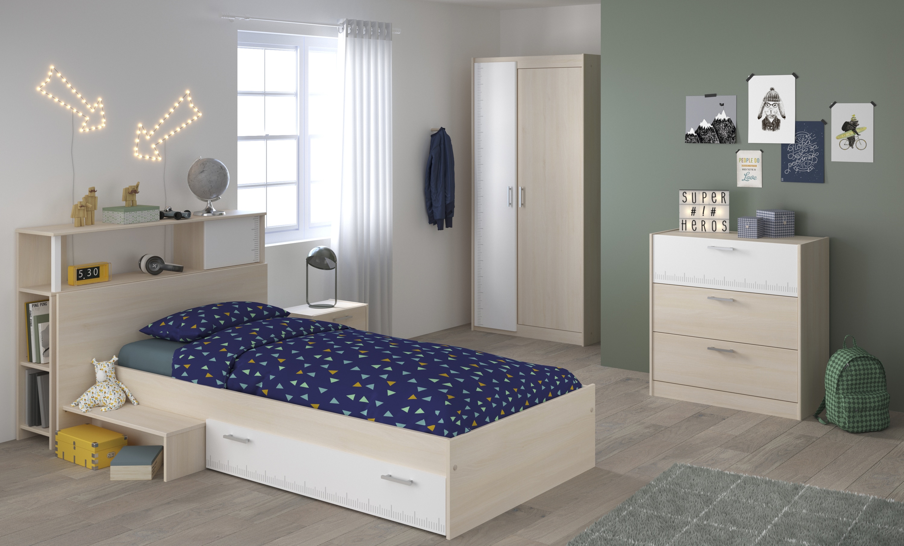 Parisot Kinder- und Jugendzimmer 6-tlg. "Charly 16" Akazie-Wei&szlig; - Bild 1