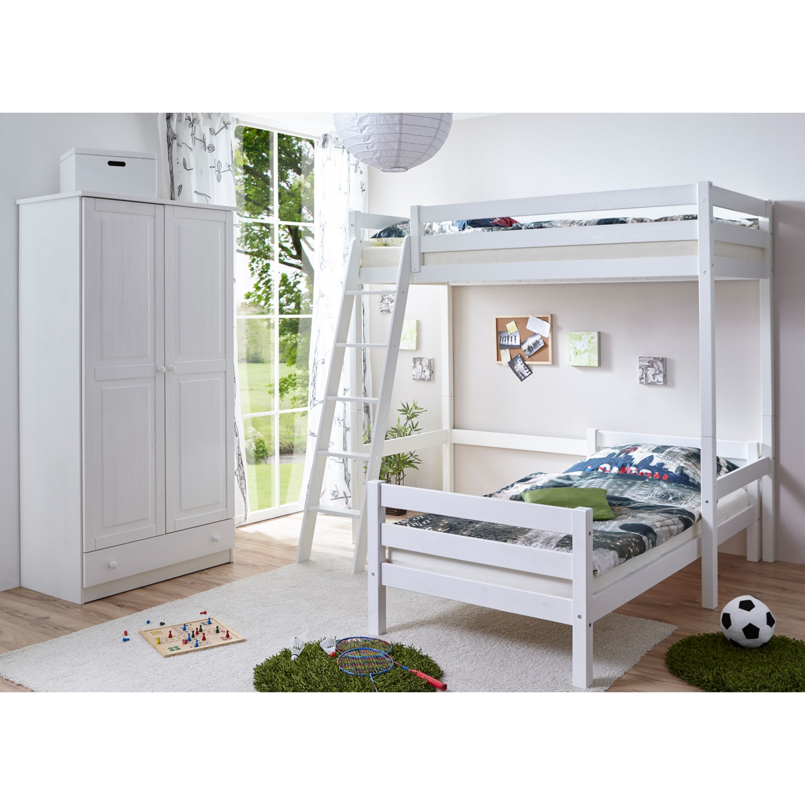 TiCAA Etagenbett Hochbett L-Bett Matthias Kiefer massiv - Bild 1