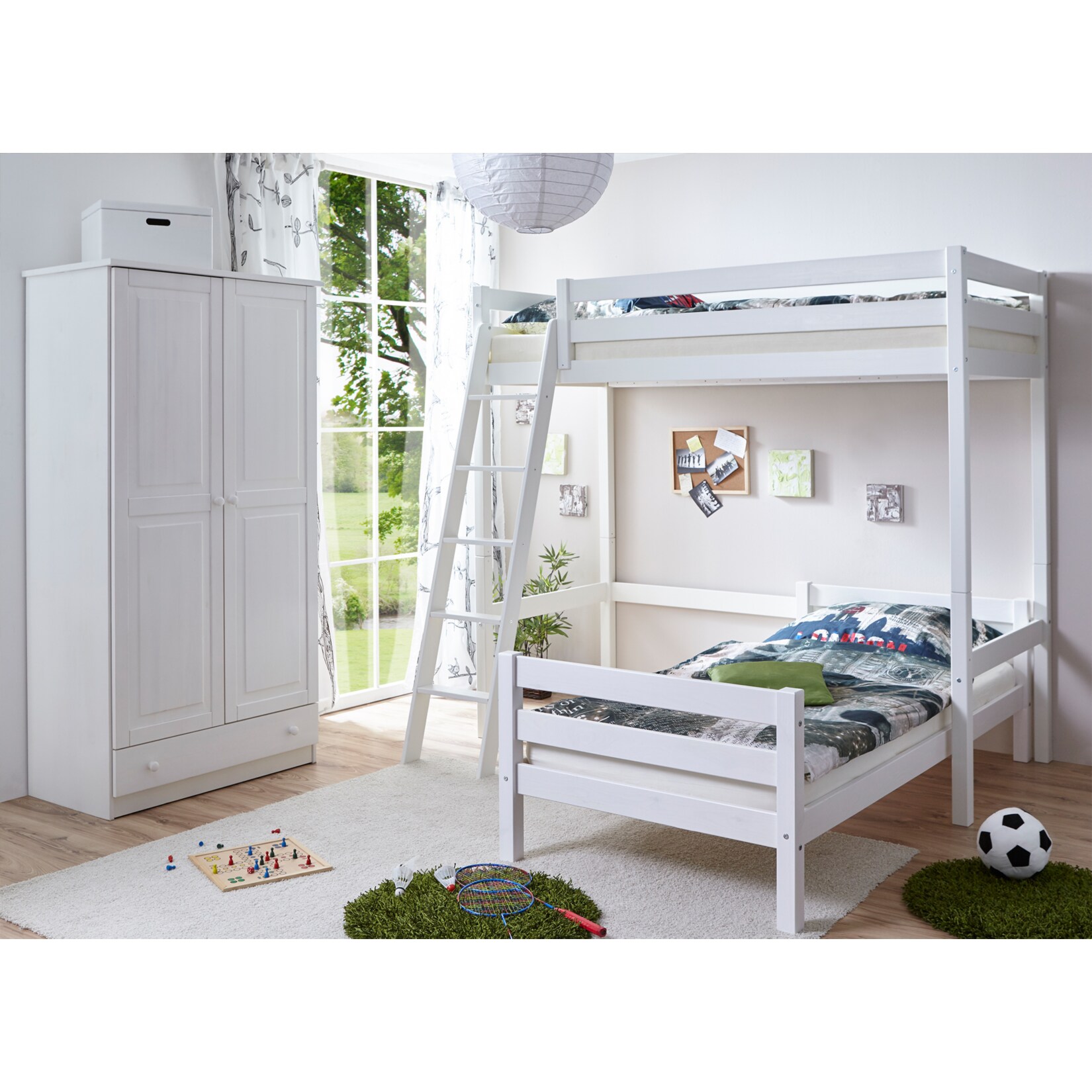 TiCAA Etagenbett Hochbett L-Bett Matthias Kiefer massiv