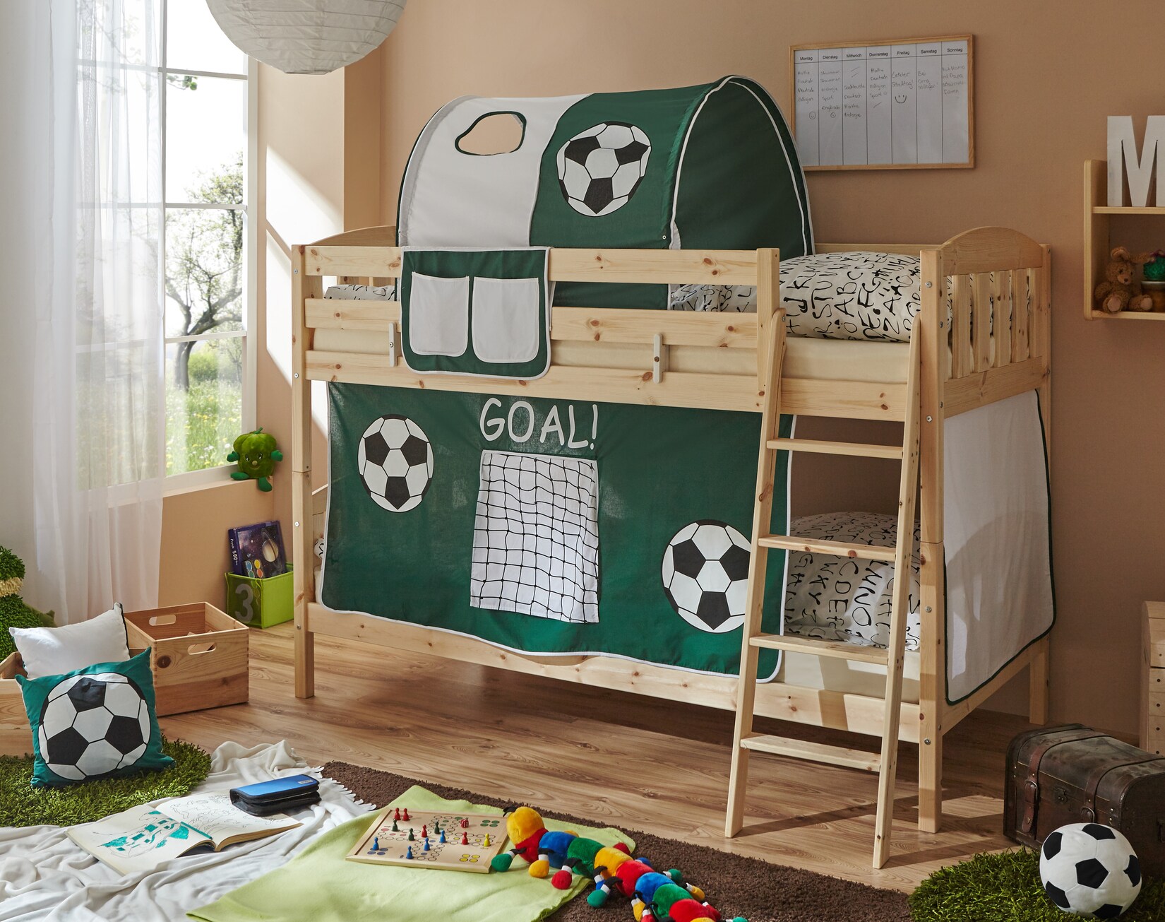 TiCAA Etagenbett Erni Country-V Kiefer Natur Motiv