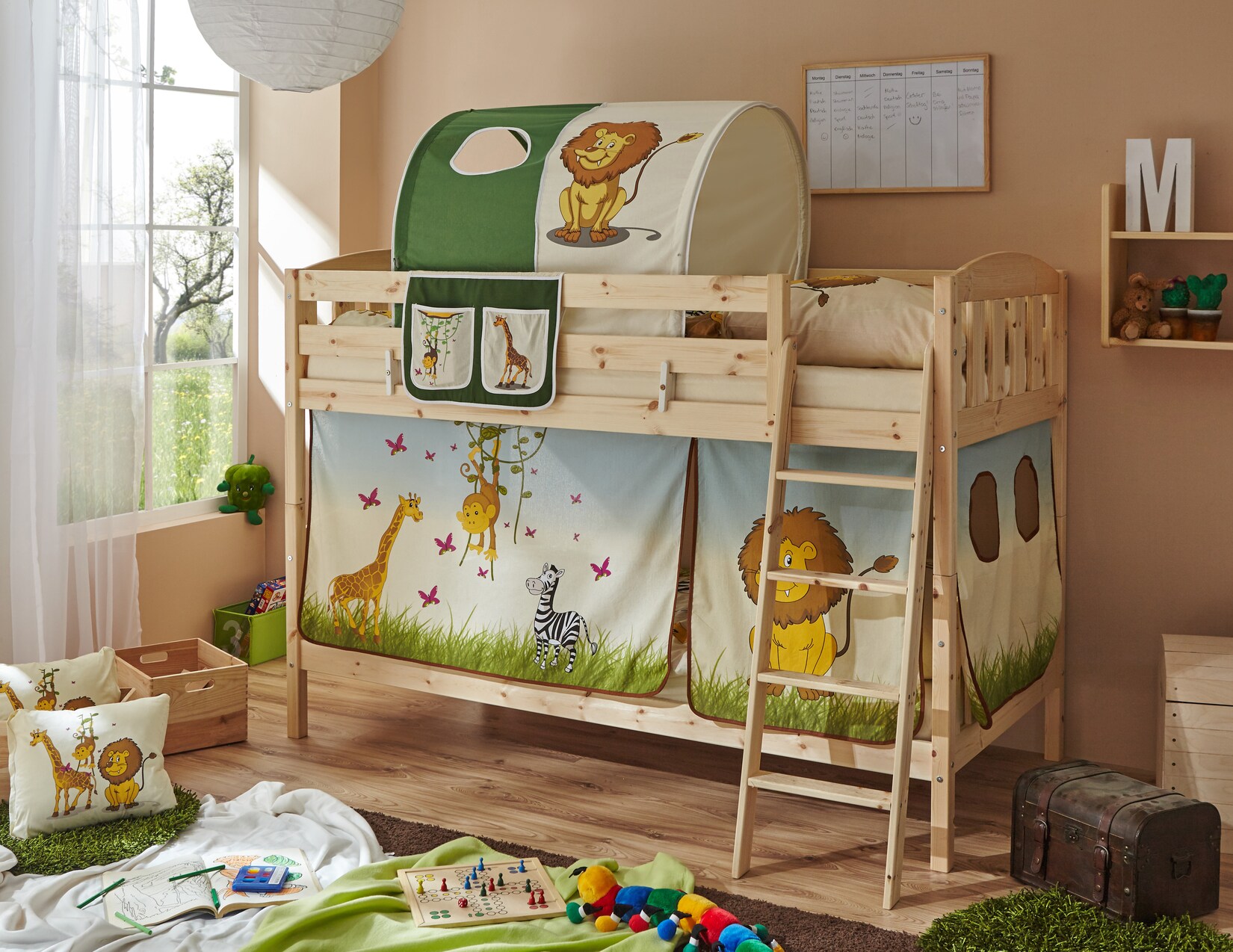 TiCAA Etagenbett Erni Country-V Kiefer Natur Motiv