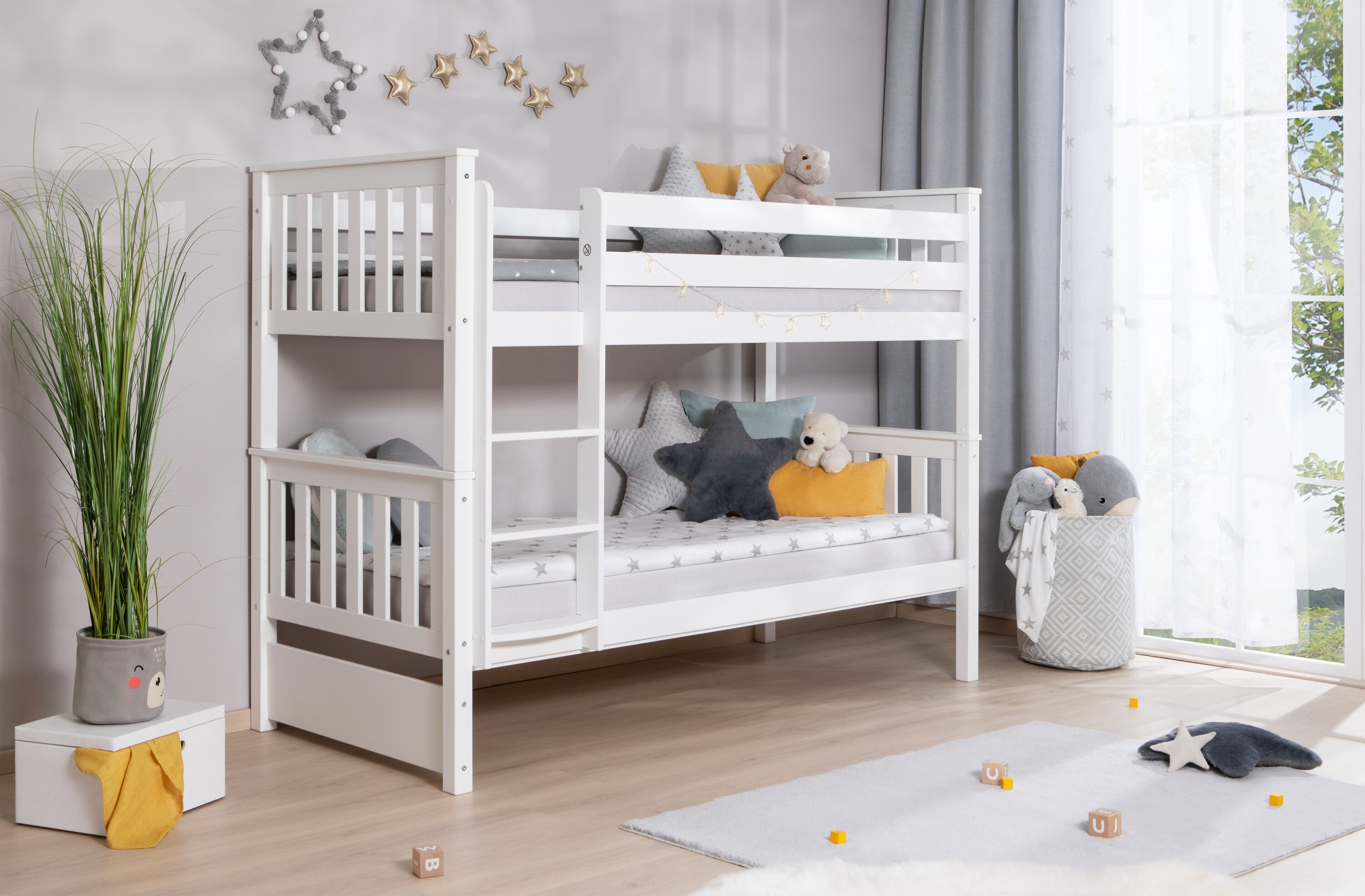 TiCAA Etagenbett Sammy Kiefer Wei&szlig; - Bild 1