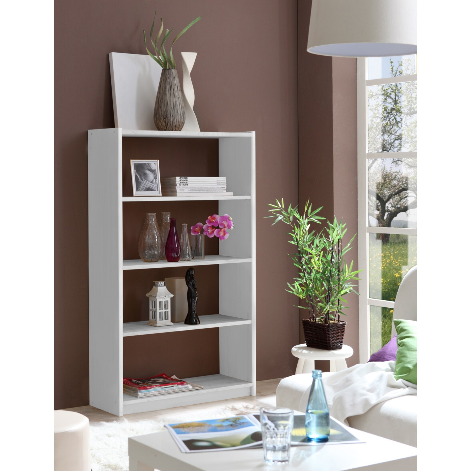 TiCAA Standregal B&uuml;cherregal Kiefer Wei&szlig;, verschied. Gr&ouml;&szlig;en - Bild 1