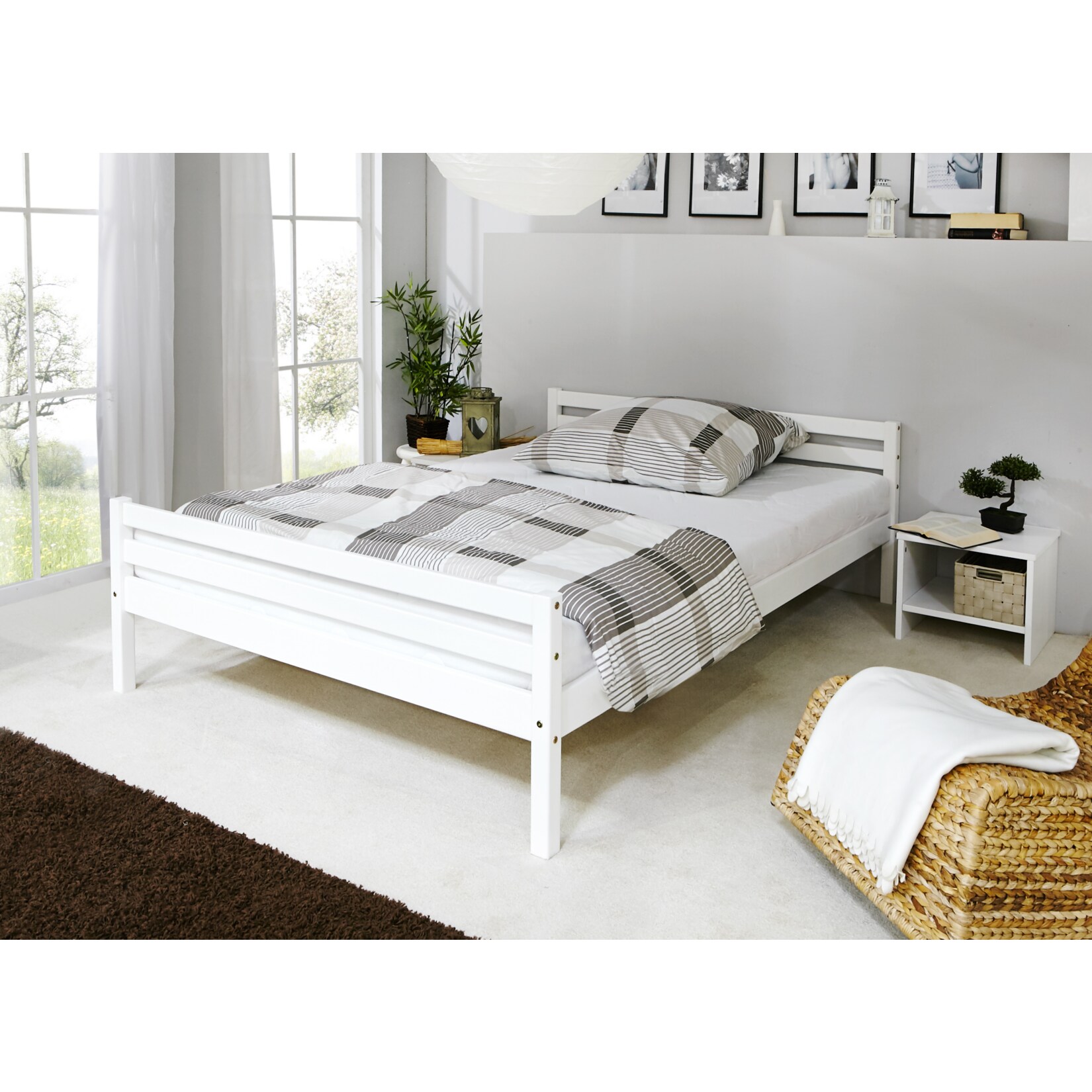 TiCAA Einzelbett Doppelbett Nadine 140×200 Kiefer | 04251105929673
