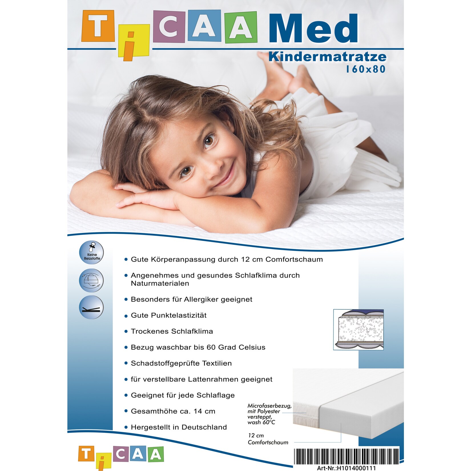 TiCAA Kindermatratze MedAllergen 80×160 | 04251105930457