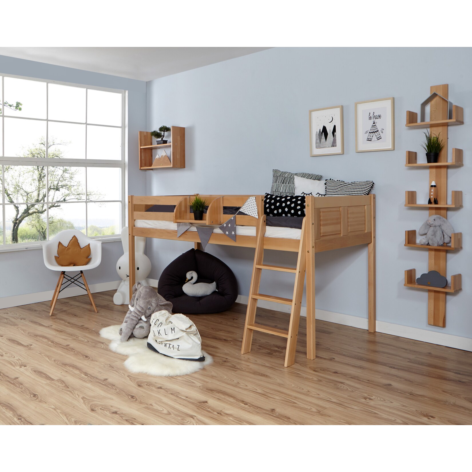 TiCAA Hochbett "Eric" Country Buche Natur - Bild 1