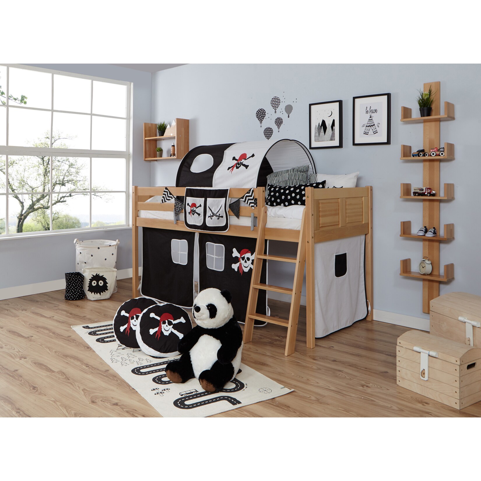 TiCAA Hochbett "Eric" Country Buche Natur