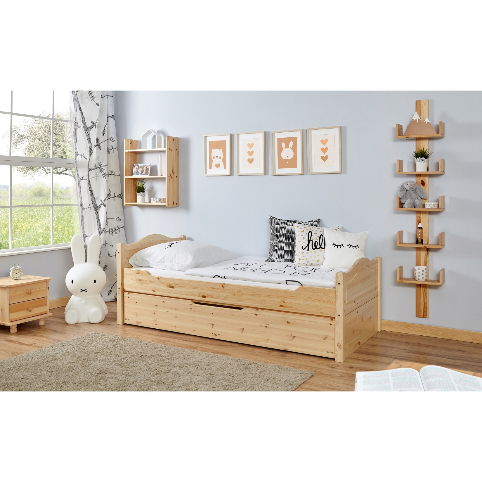 TiCAA Einzelbett "Leni" 90x200 Kiefer Natur - Bild 1