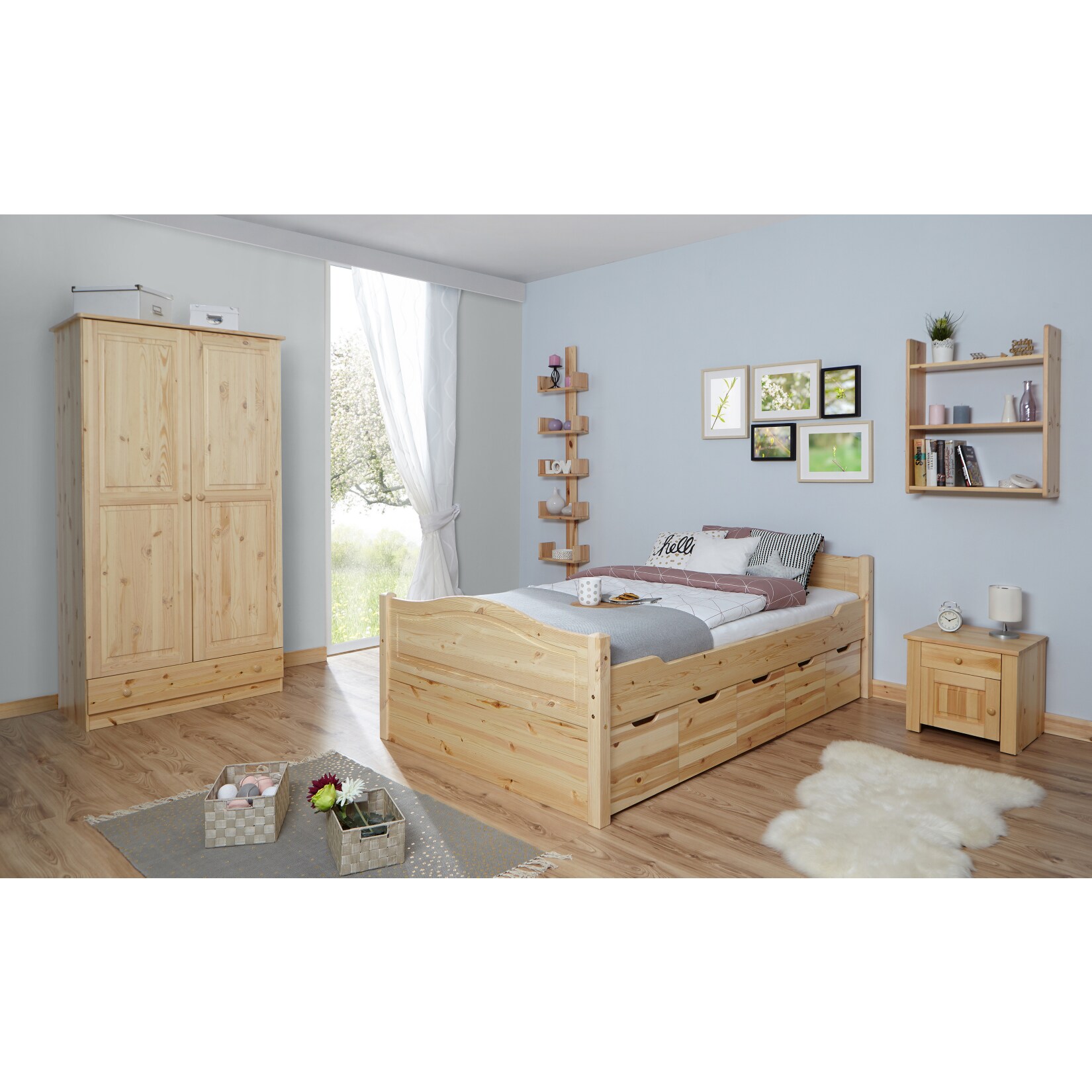 TiCAA Einzelbett "Leni" 120x200 Kiefer Natur - Bild 1