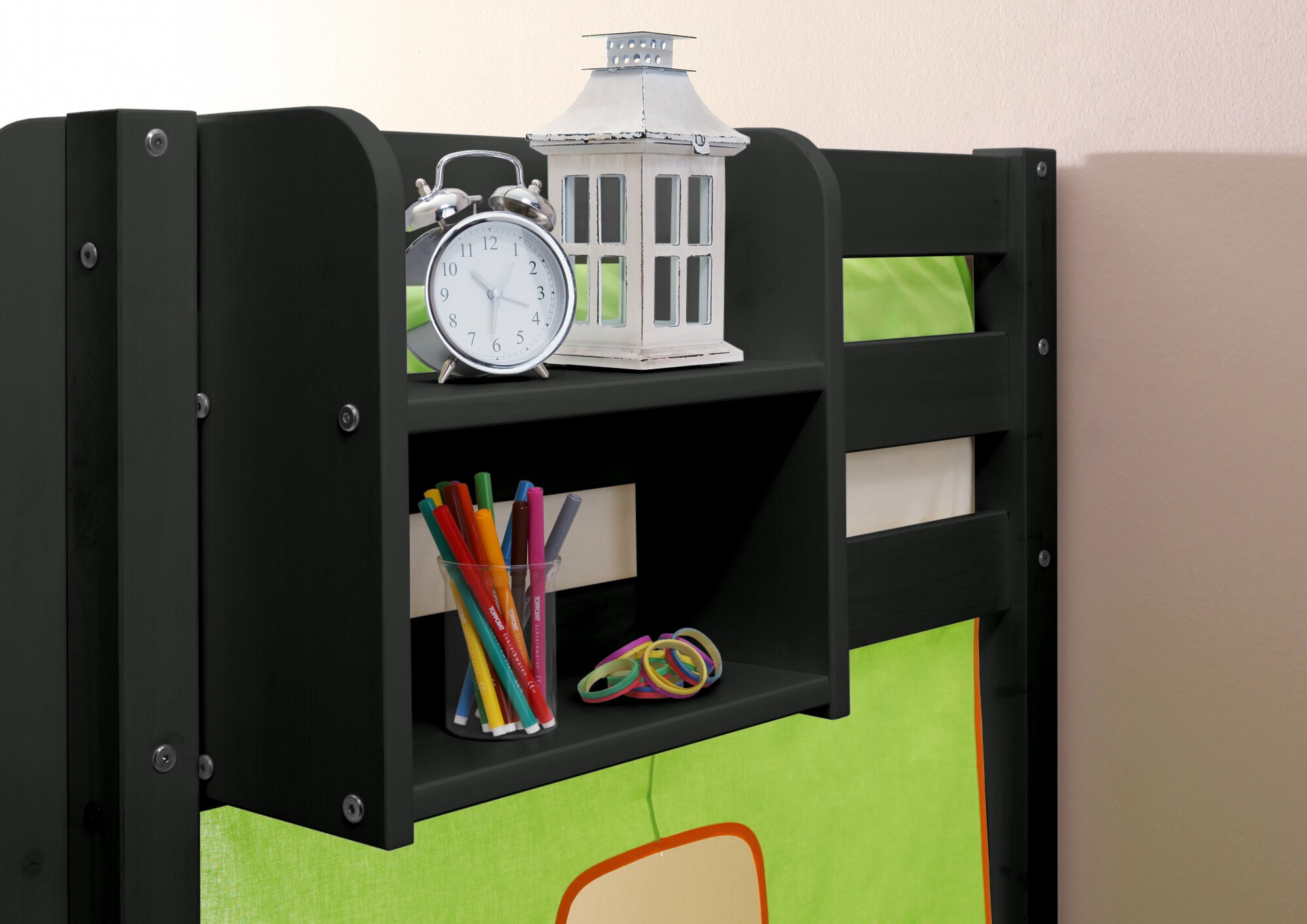 TiCAA Einh&auml;ngeregal Hochbett und Etagenbett Kiefer grau - Bild 1