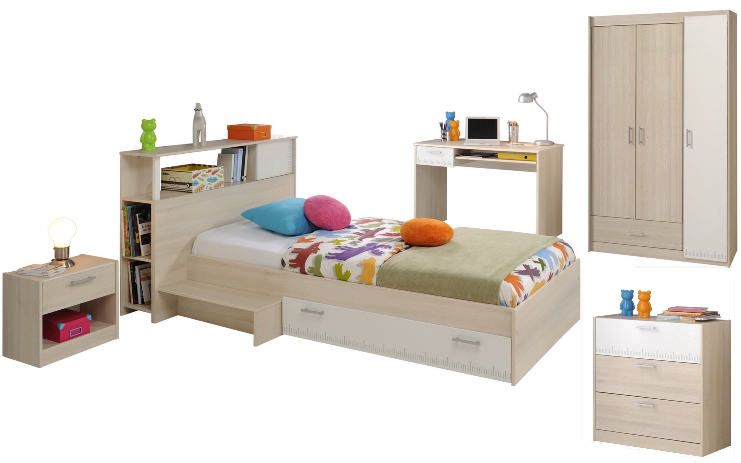 Parisot Kinder- und Jugendzimmer 6-tlg. "Charly 9" Akazie-Wei&szlig; - Bild 1