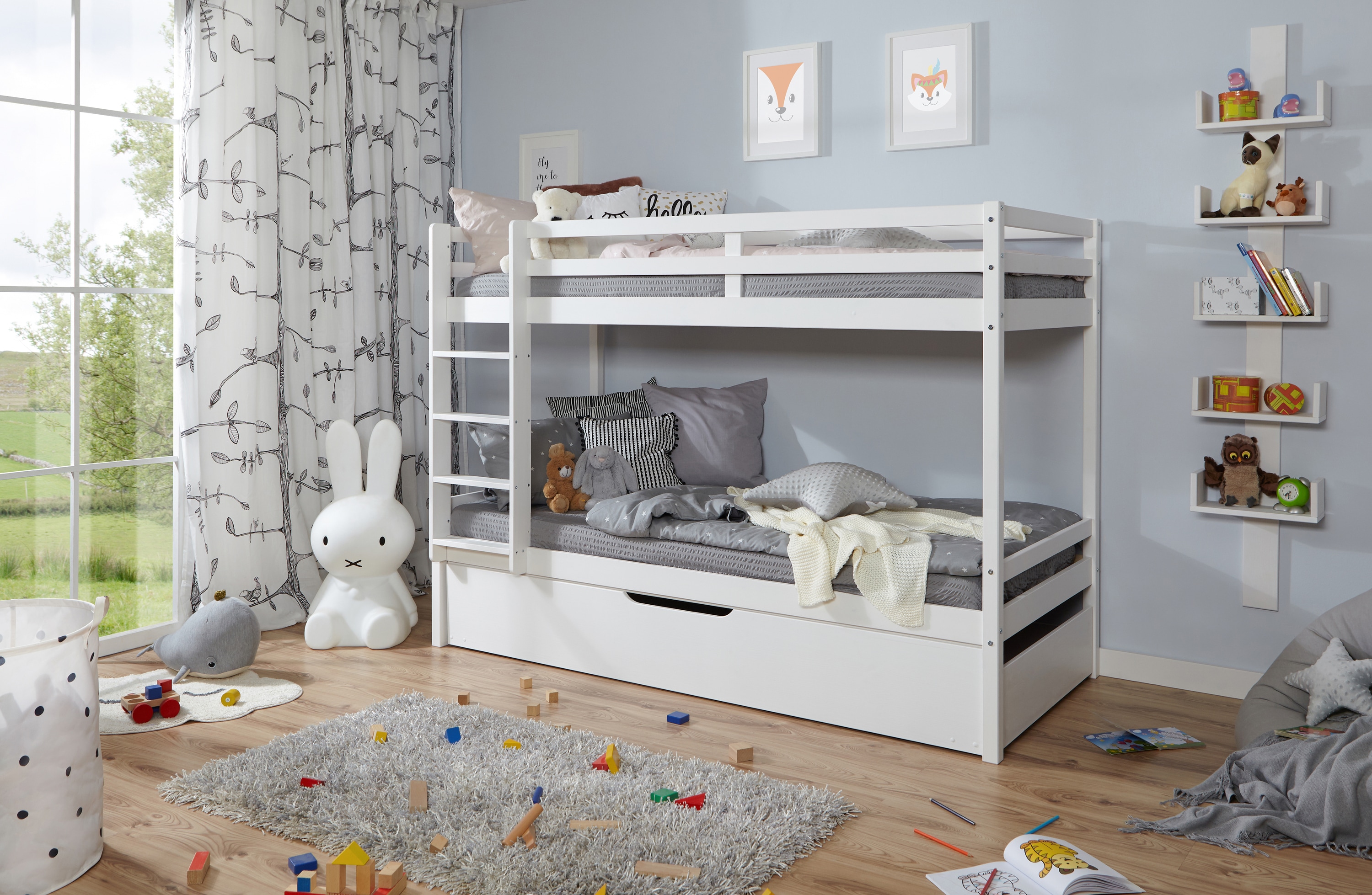 TiCAA Etagenbett Finn Wei&szlig; mit Zusatzbett - Bild 1