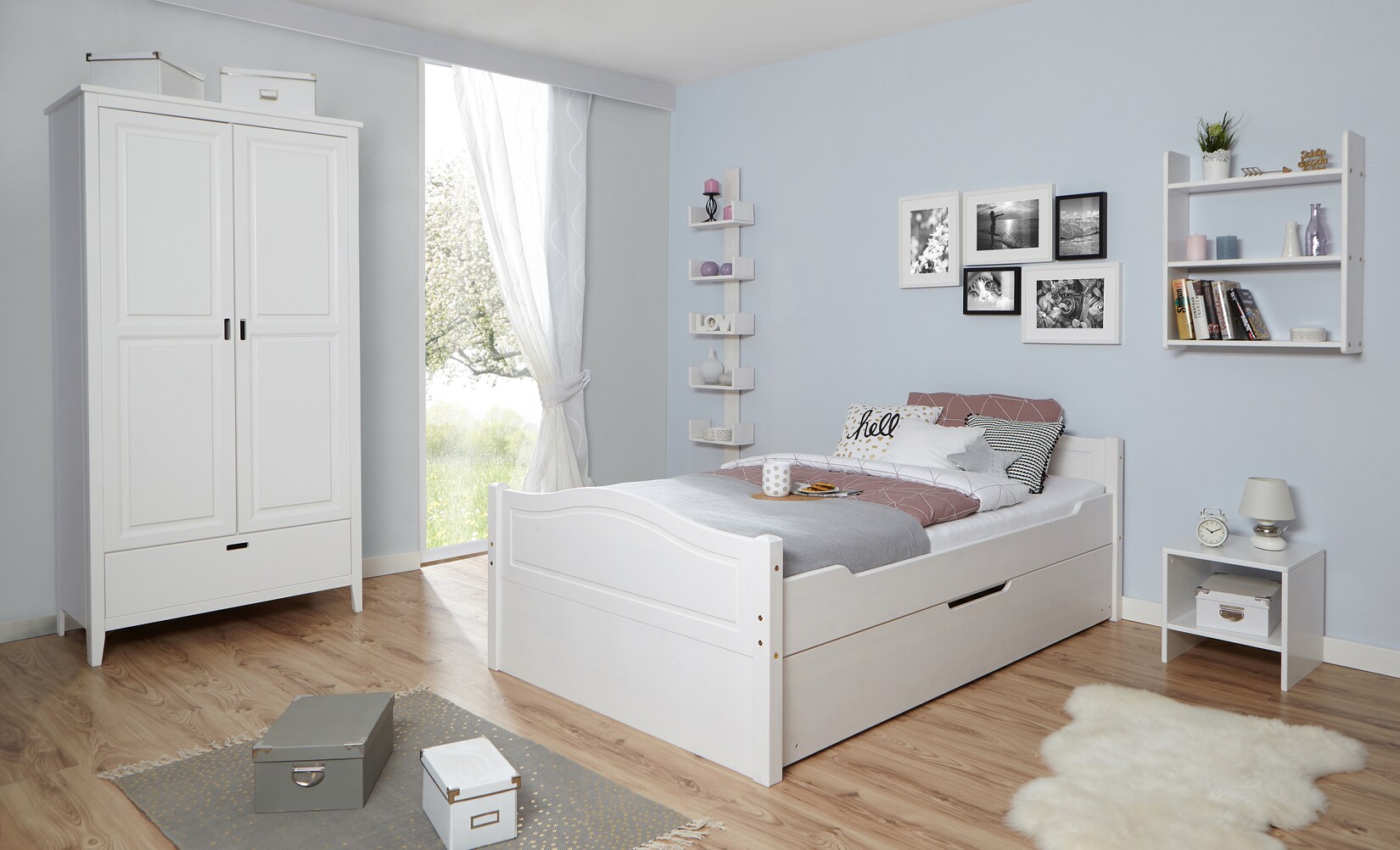 TiCAA Doppelbett „Leni“ 140×200 mit Zusatzbett | 04251105959229