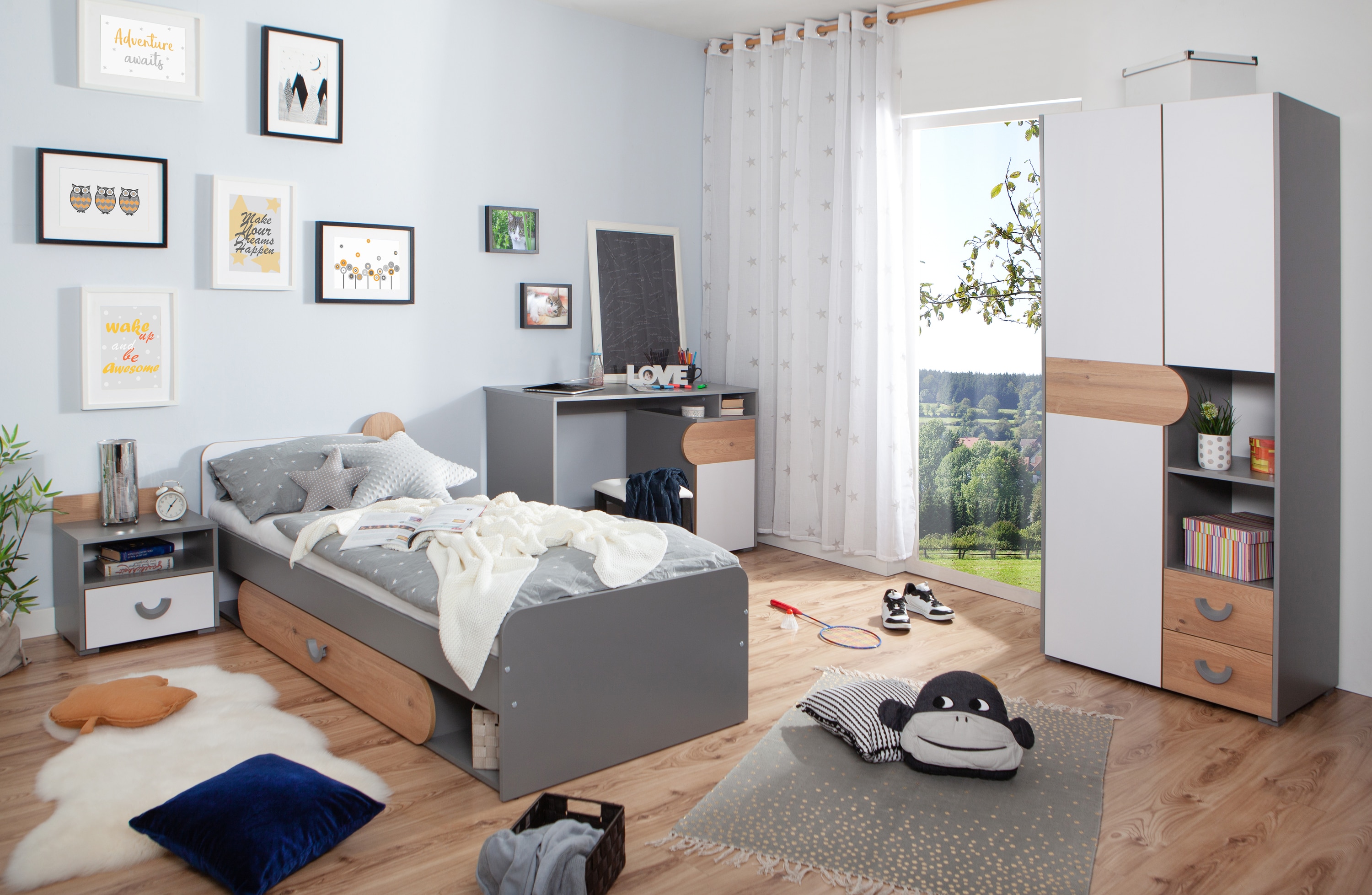 TiCAA Jugendzimmer "Mira", 4-tlg, Grau - Bild 1