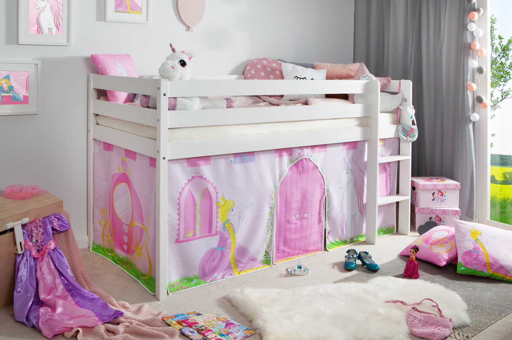 TiCAA Hochbett „Prinzessin Liora“ Kiefer weiß | 04251105962601