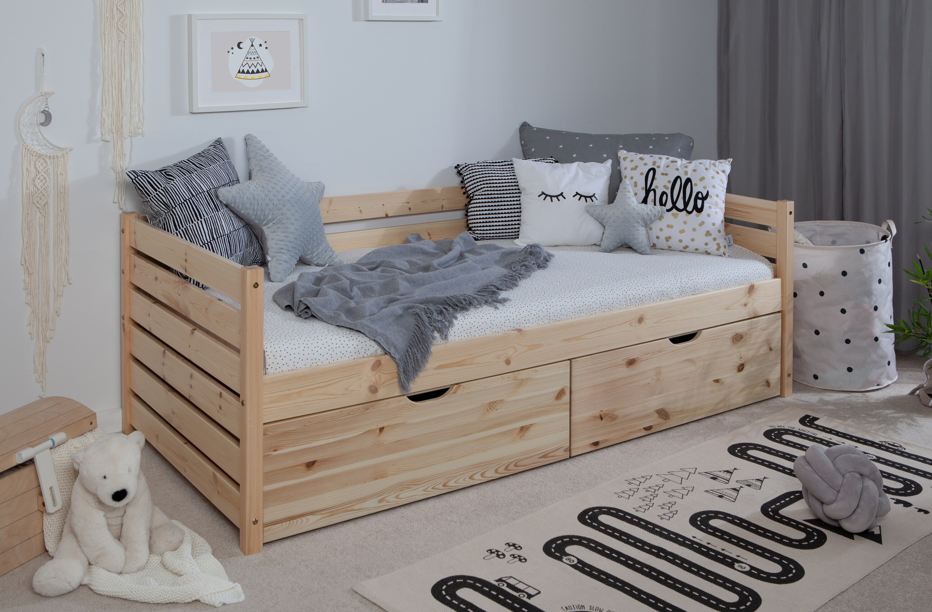 TiCAA Sofabett Naomi inkl. 2x Schubk&auml;sten, 90x200 - Bild 1