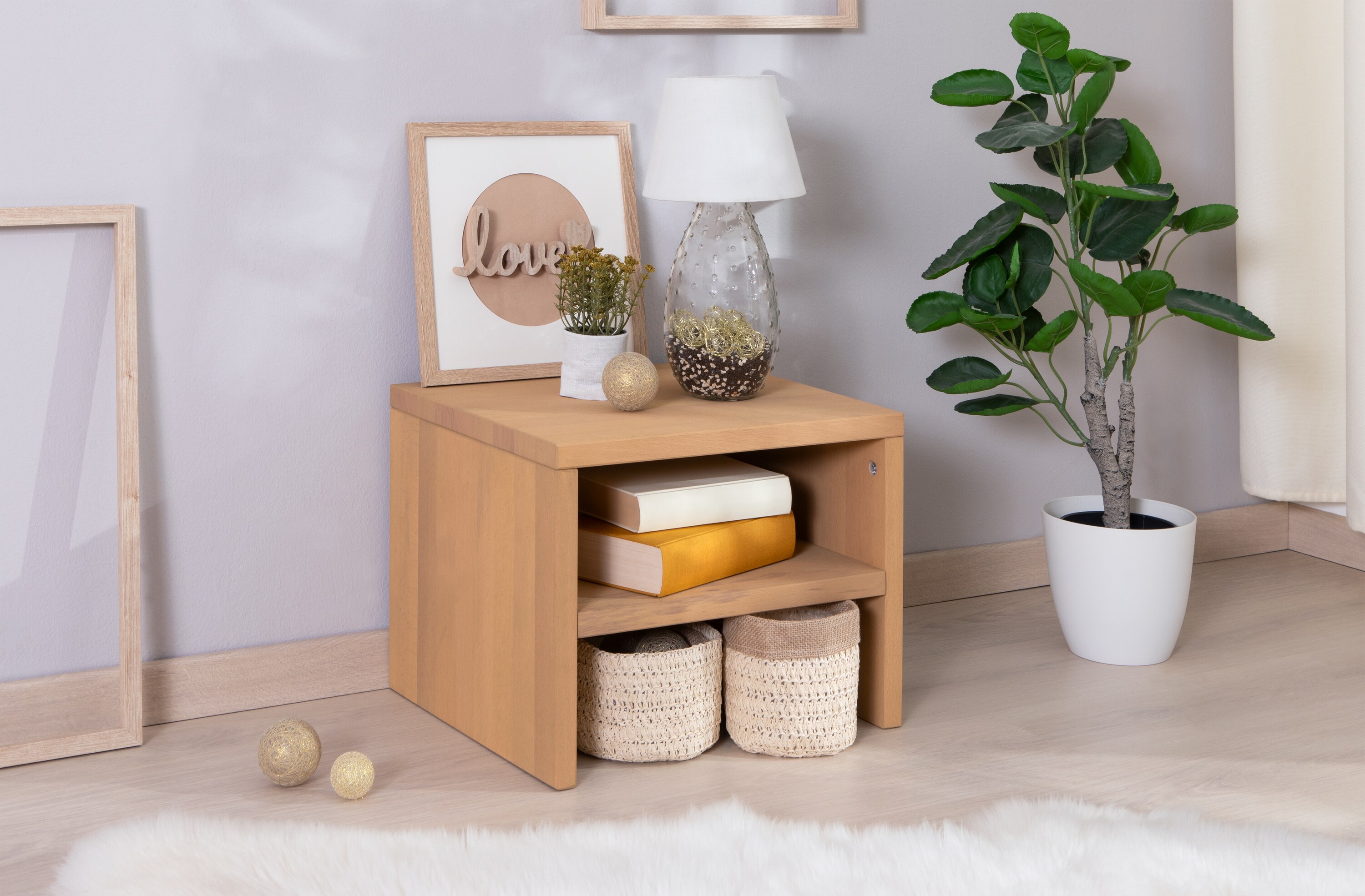 TiCAA Nachttisch "Harry" Buche bio-ge&ouml;lt in Eiche Gebeizt - Bild 1