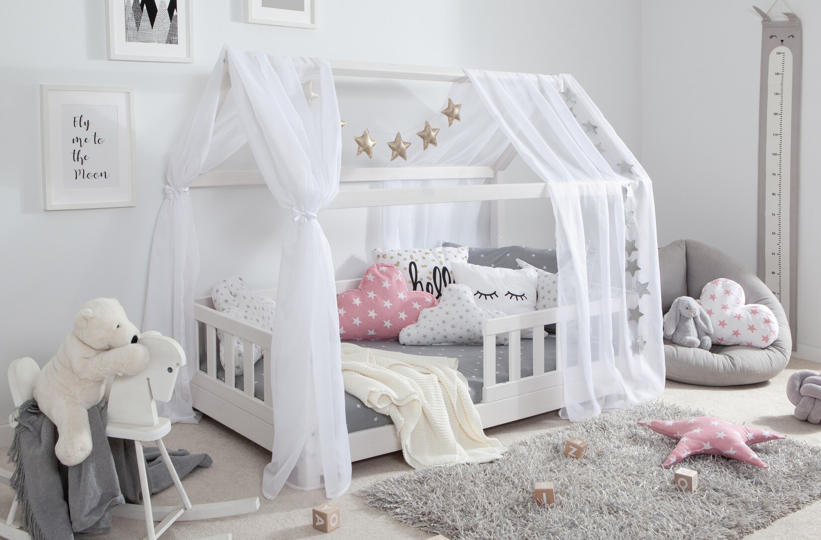 TiCAA Tüll-Set für Hausbett „Kay“ weiß | 04251105963950