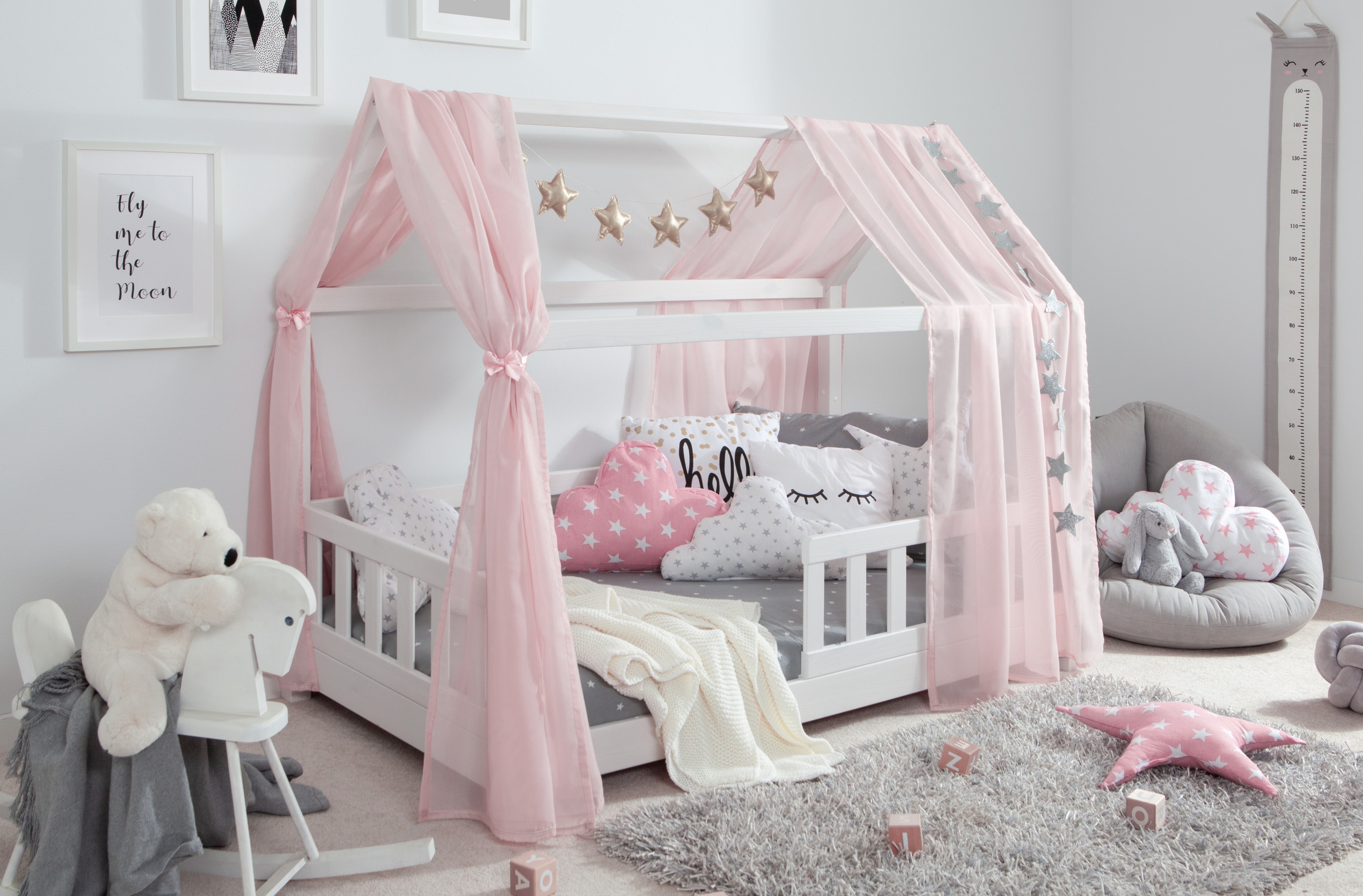 TiCAA T&uuml;ll-Set f&uuml;r Hausbett "Kay" rosa - Bild 1