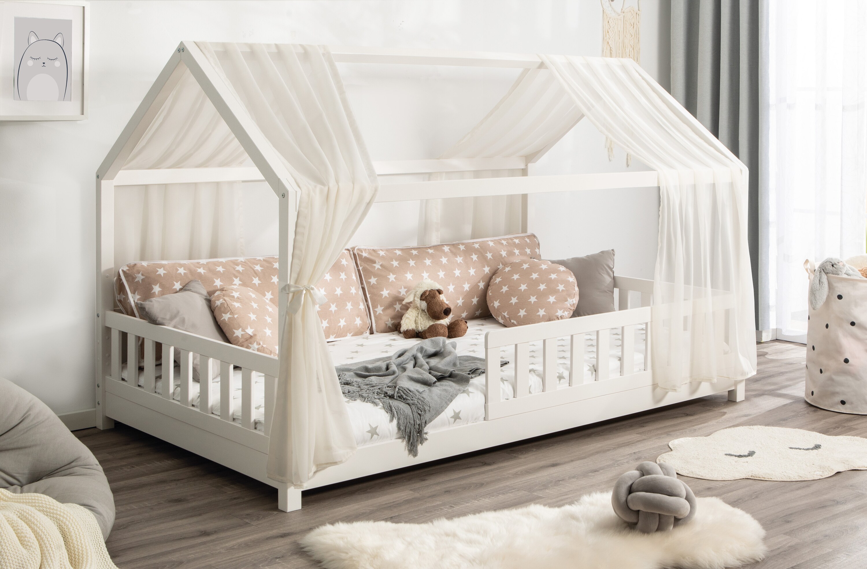 TiCAA T&uuml;ll-Set f&uuml;r Hausbett "Kay" creme/beige - Bild 1