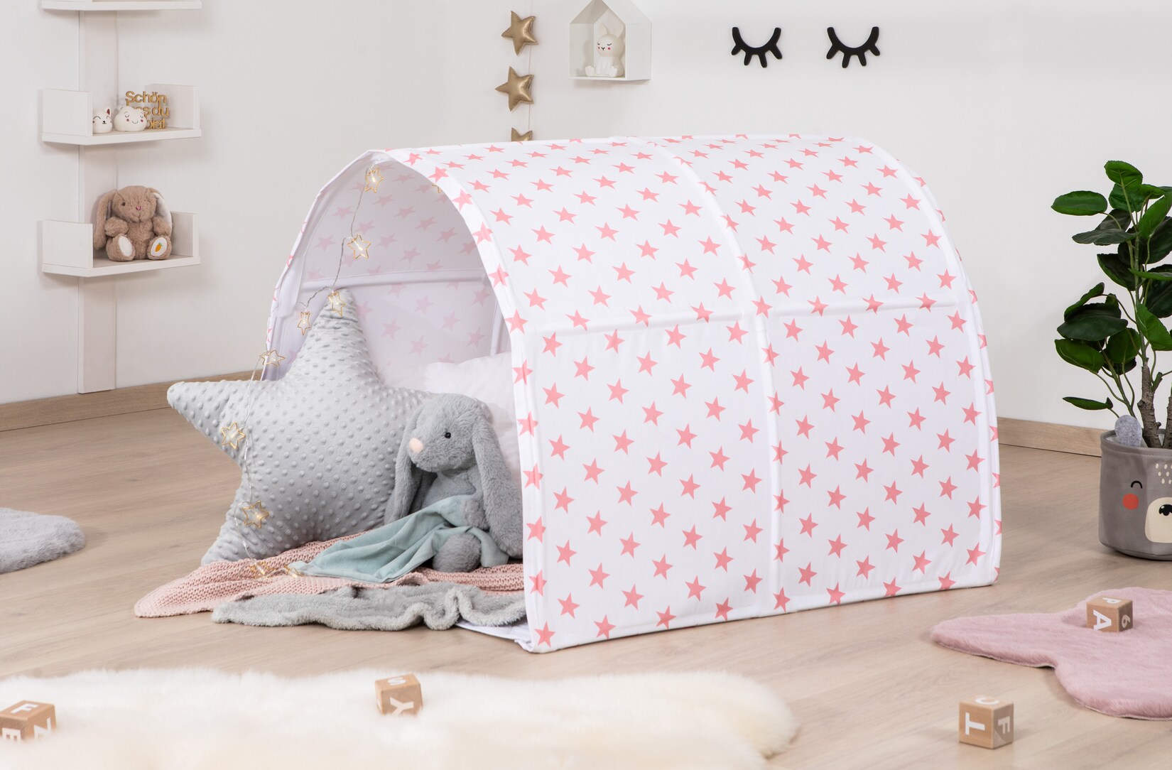 TiCAA Spiel- und Betttunnel, Kinderzelt, Kindertunnel für Jungs & Mädchen Spielzelt für Bodenbett, Hochbett, Etagenbett und Einzelbett 90x200cm