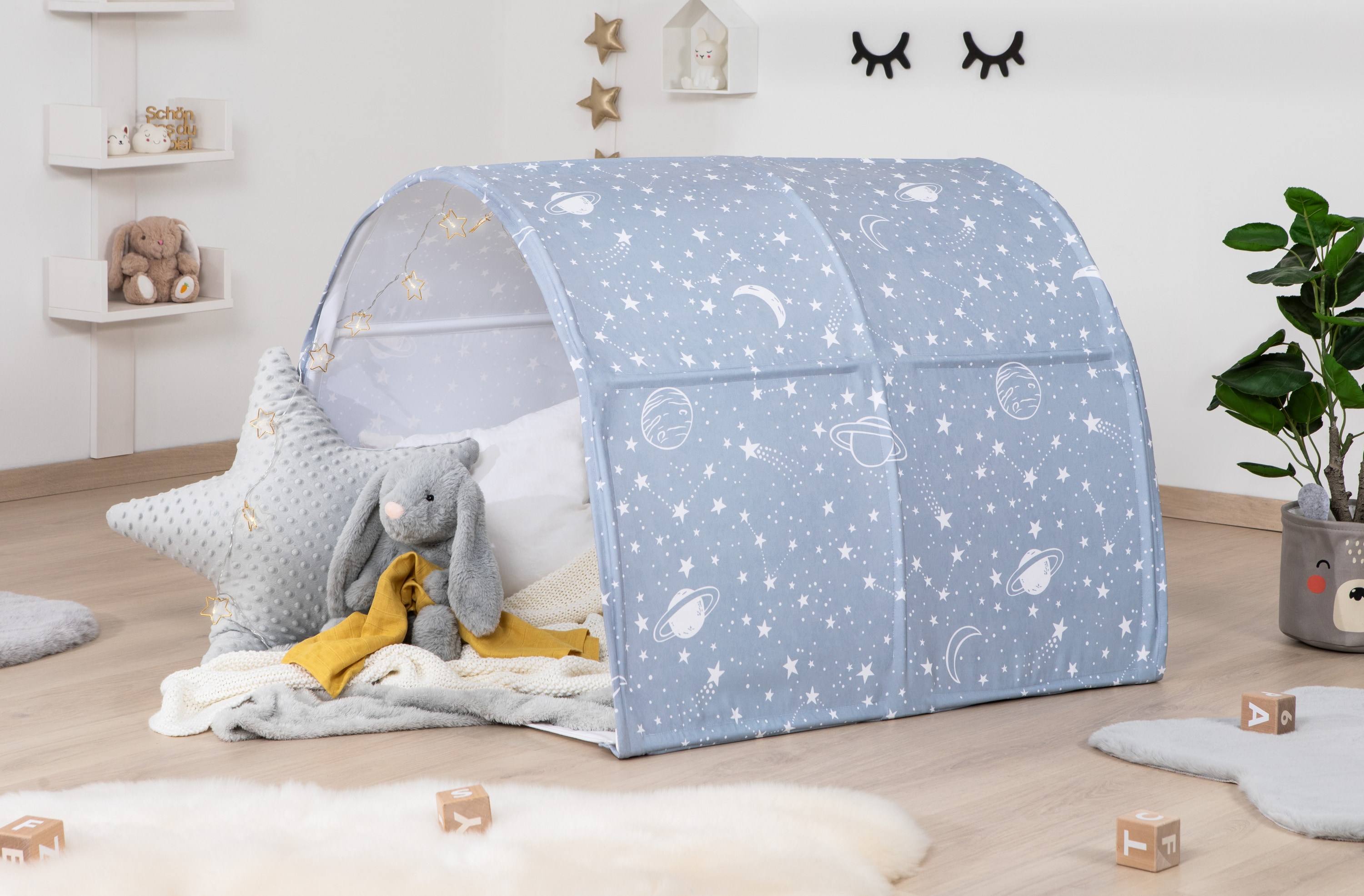 TiCAA Spiel- und Betttunnel, Kinderzelt, Kindertunnel f&uuml;r Jungs & M&auml;dchen Spielzelt f&uuml;r Bodenbett, Hochbett, Etagenbett und Einzelbett 90x200cm - Bild 1