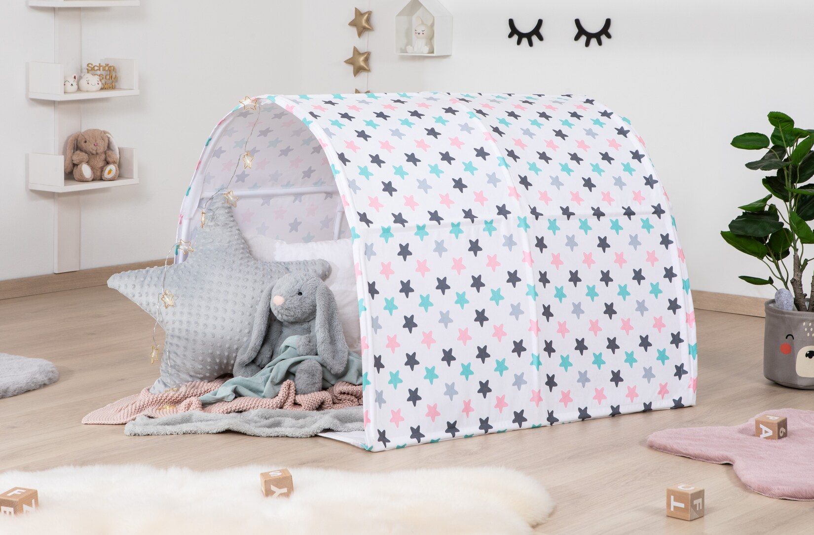 TiCAA Spiel- und Betttunnel, Kinderzelt, Kindertunnel für Jungs & Mädchen Spielzelt für Bodenbett, Hochbett, Etagenbett und Einzelbett 90x200cm