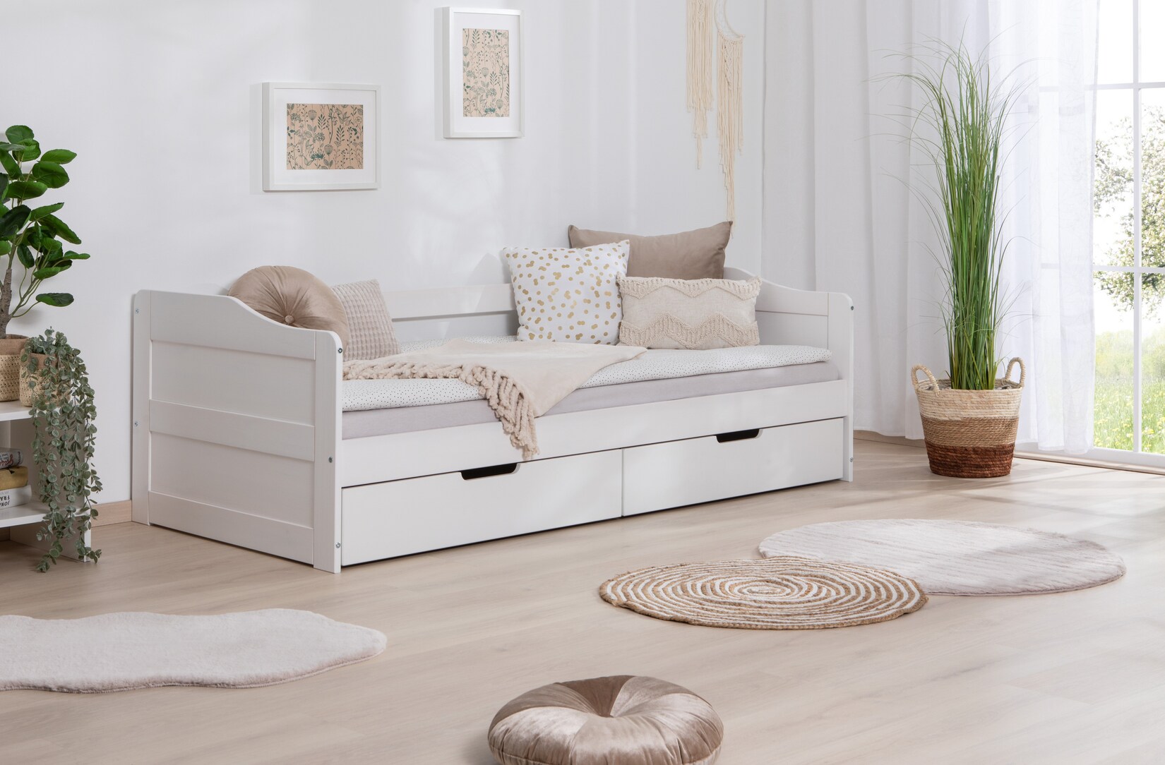 TiCAA Funktionsbett Sofabett "Melinda" Kiefer massiv