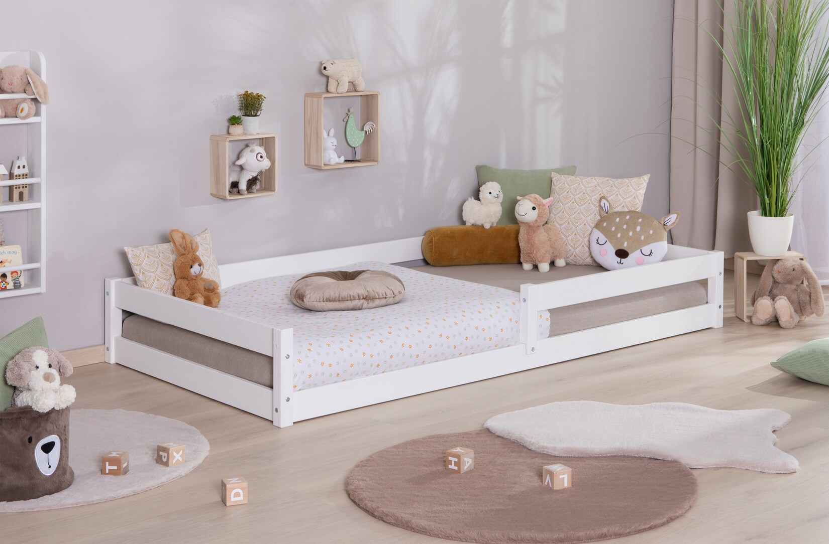 TiCAA Bodenbett „Emi“, Kinderbett, Jugendbett, Schlafzimmer, Kinderzimmer