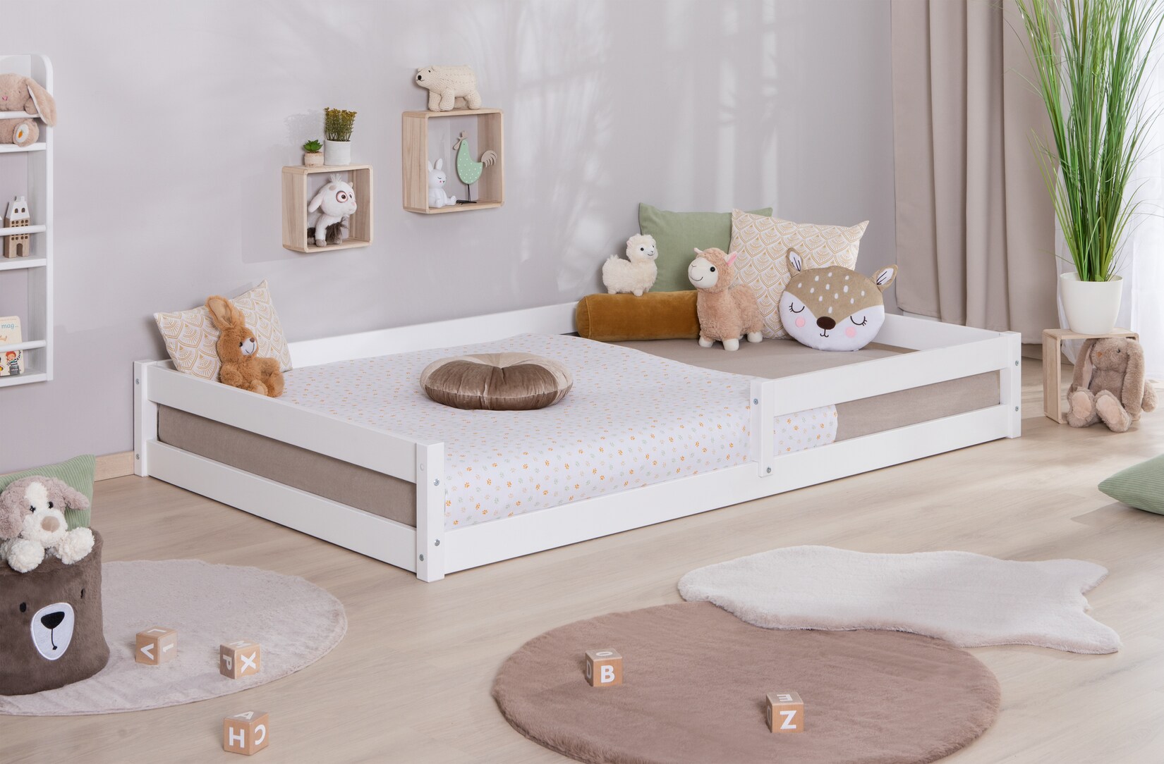 TiCAA Bodenbett „Emi“, Kinderbett, Jugendbett, Schlafzimmer, Kinderzimmer