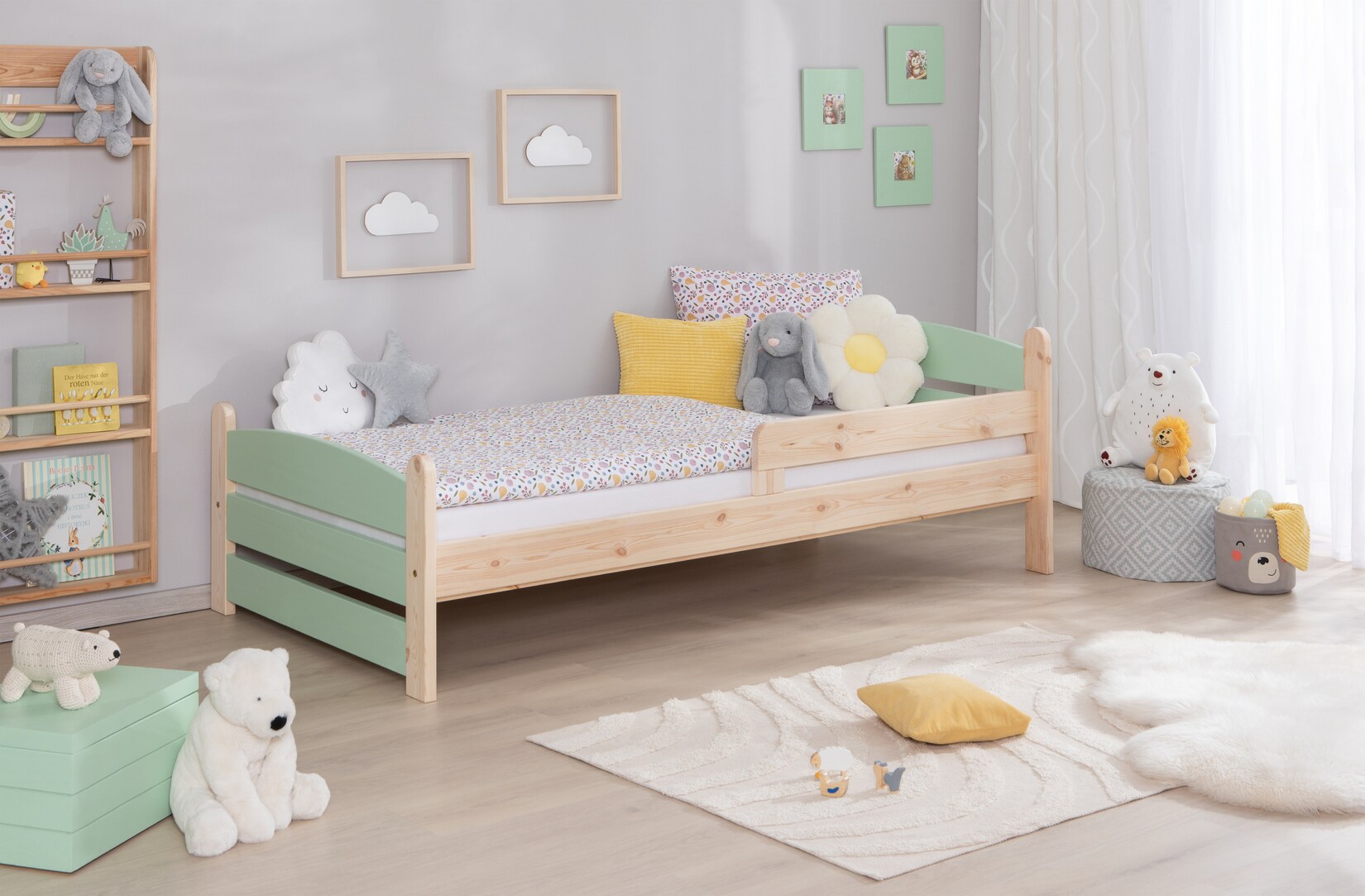 TiCAA Einzelbett „Mello“, Kinderbett, Jugendbett, Schlafzimmer, Kinderzimmer