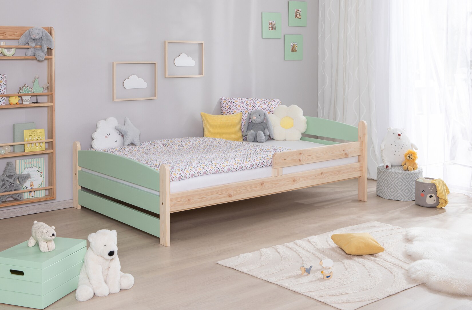 TiCAA Einzelbett „Mello“, Kinderbett, Jugendbett, Schlafzimmer, Kinderzimmer