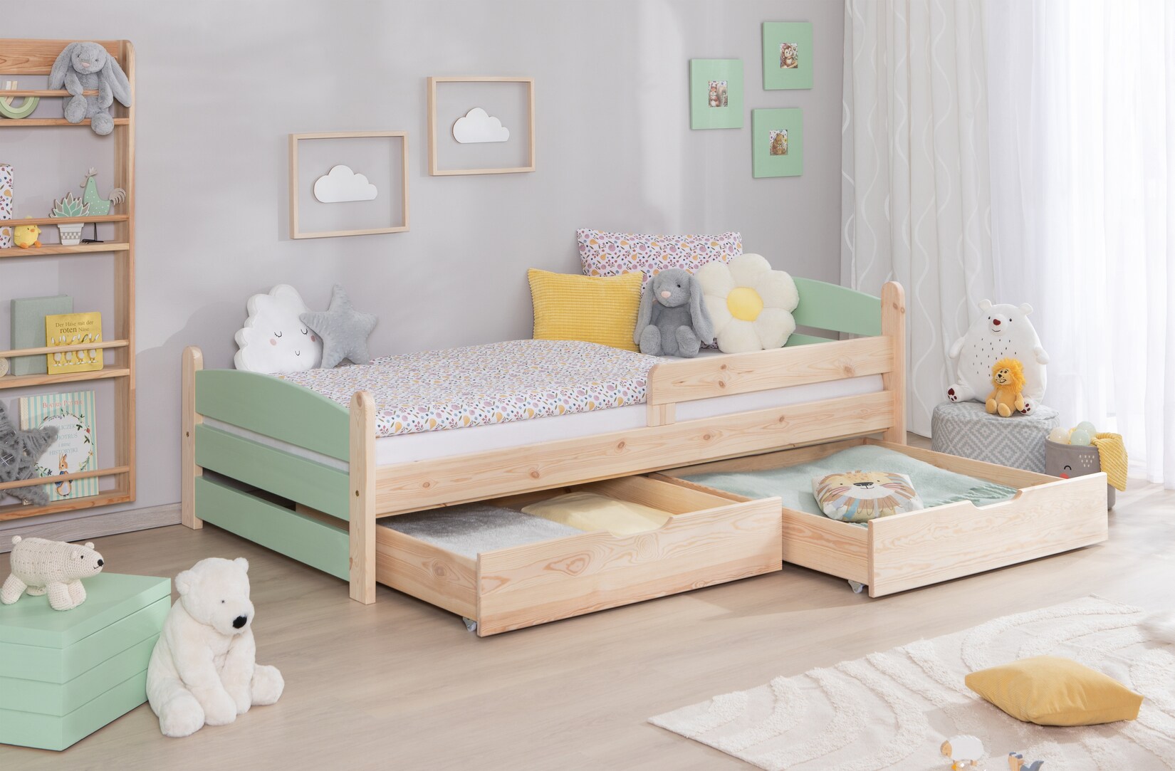 TiCAA Einzelbett „Mello“, Kinderbett, Jugendbett, Schlafzimmer, Kinderzimmer
