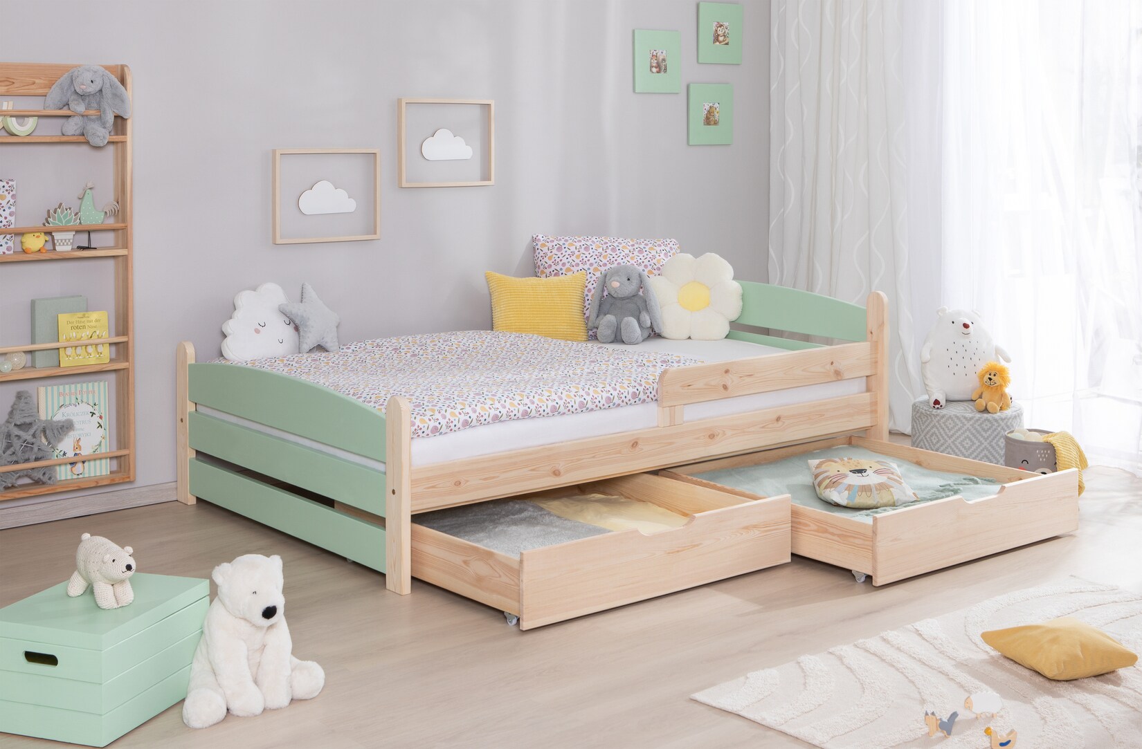 TiCAA Einzelbett „Mello“, Kinderbett, Jugendbett, Schlafzimmer, Kinderzimmer
