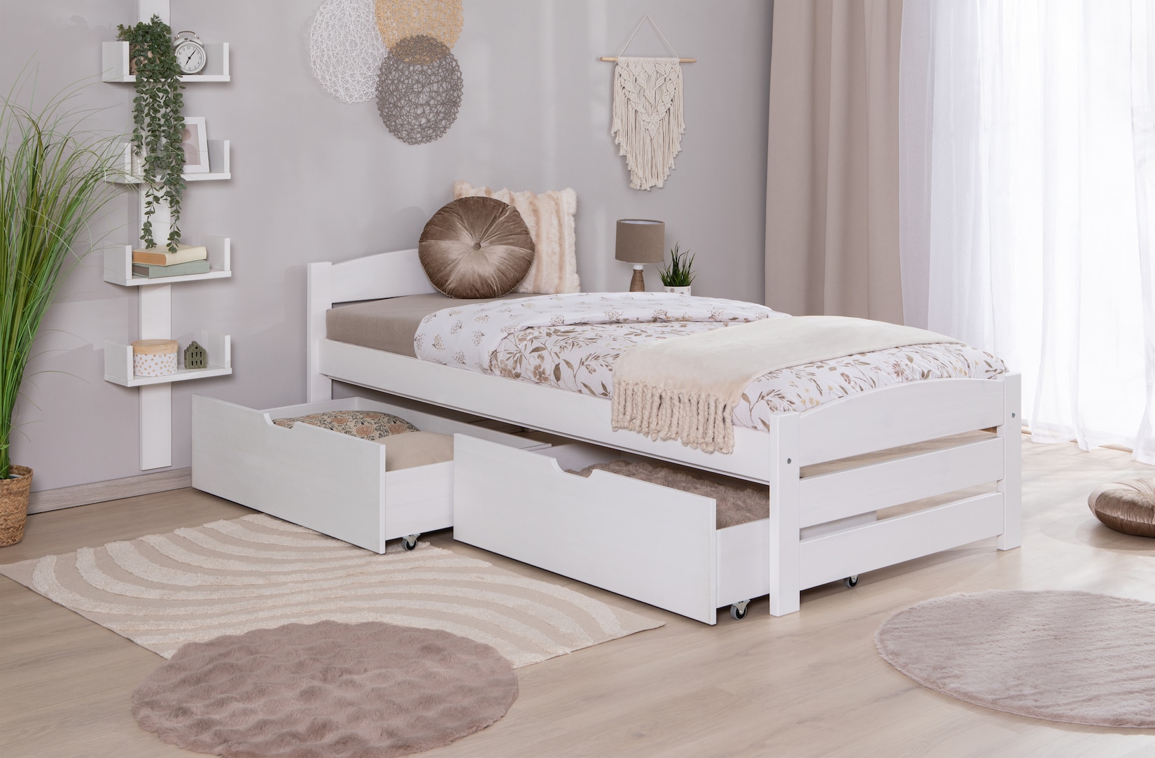 TiCAA Stauraumbett Seniorenbett „Loni“, Funktionsbett, Seniorenzimmer