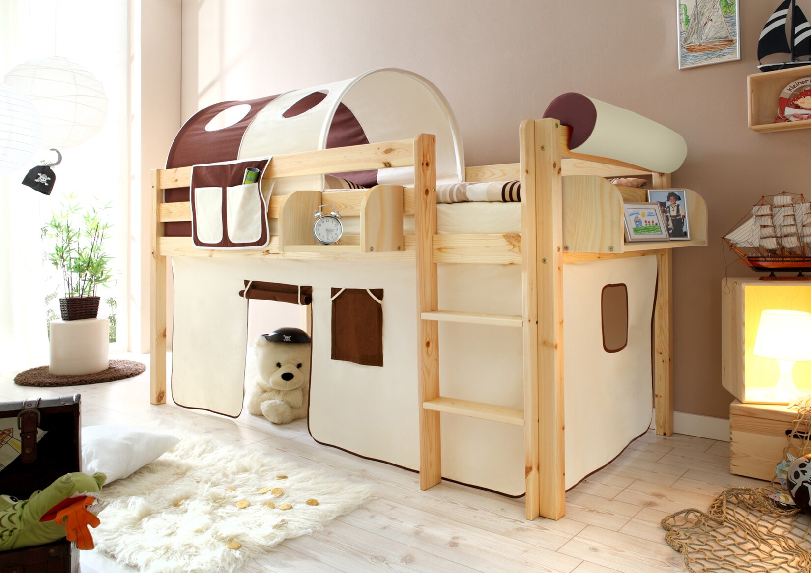 TiCAA Hochbett "Malte" Kiefer Natur Classic