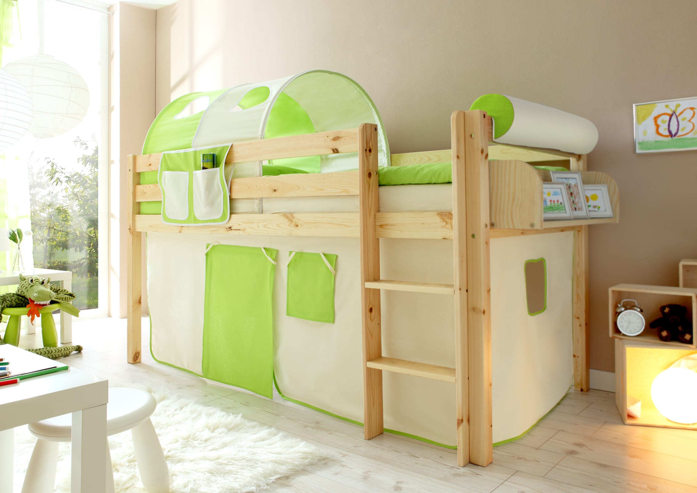 TiCAA Hochbett "Malte" Kiefer Natur Classic - Bild 1