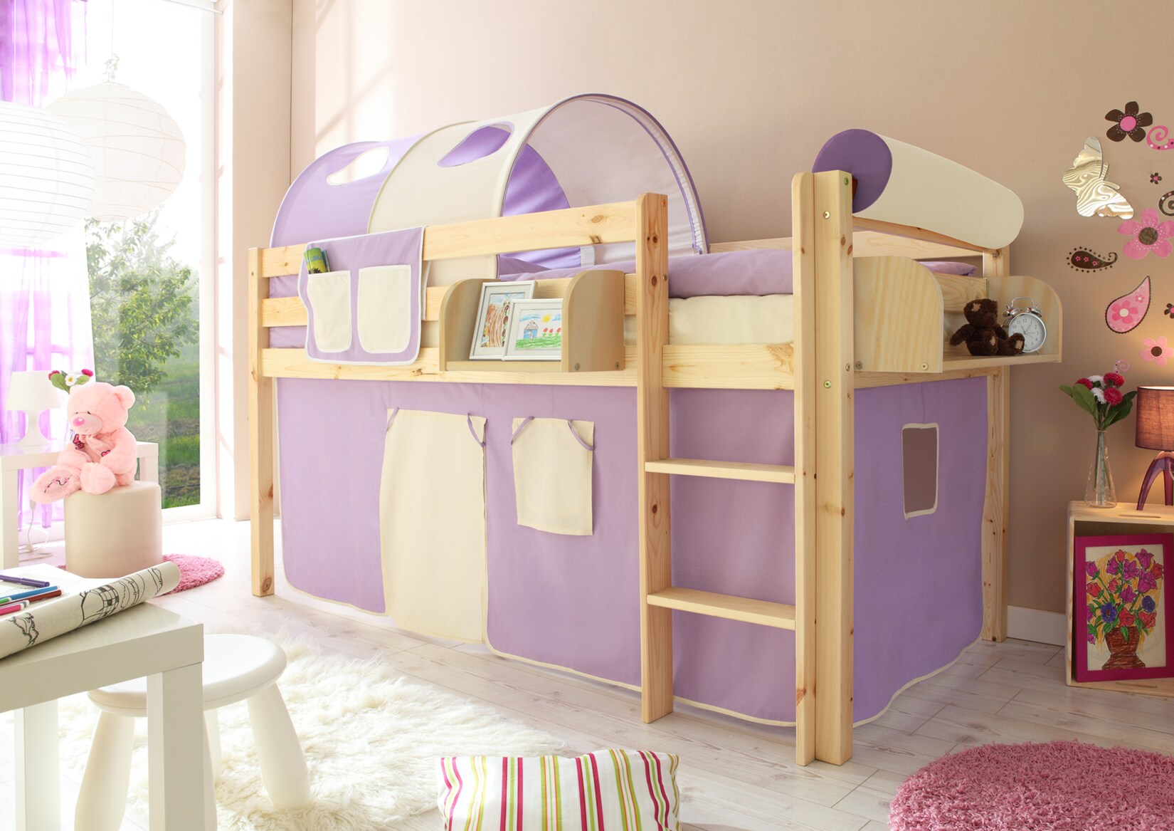 TiCAA Hochbett "Malte" Kiefer Natur Classic