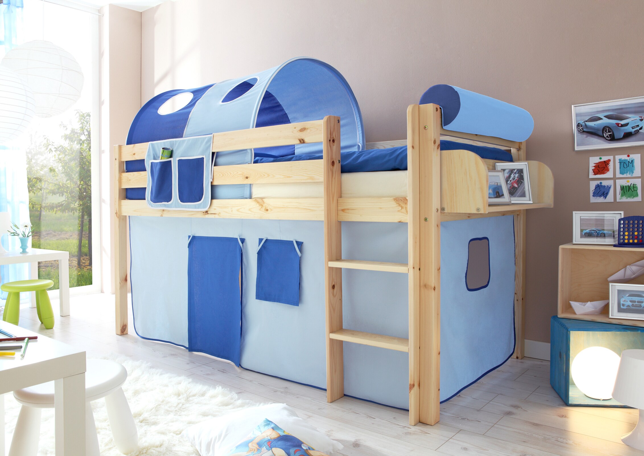 TiCAA Hochbett "Malte" Kiefer Natur Classic - Bild 1