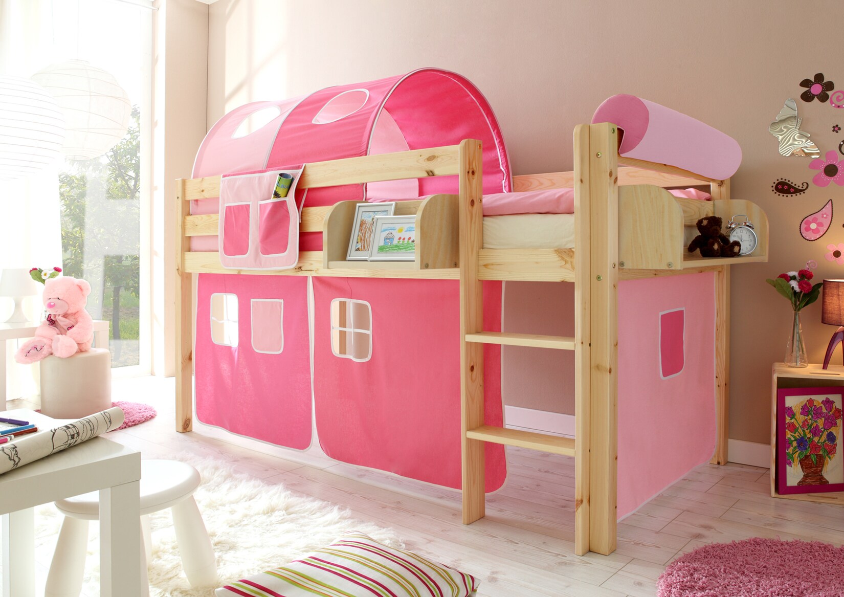 TiCAA Hochbett "Malte" Kiefer Natur Classic