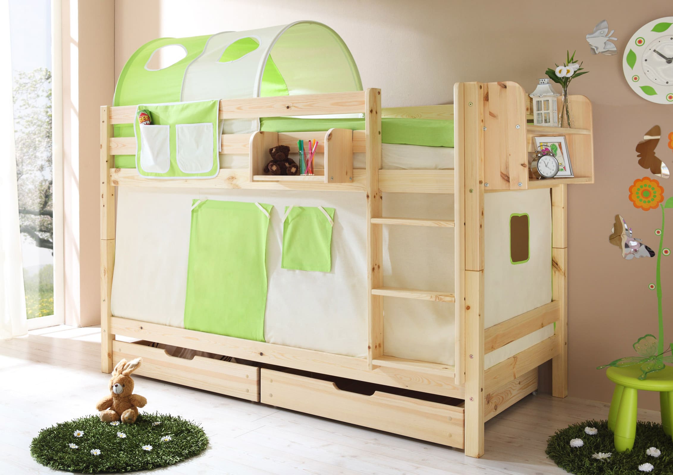 TiCAA Etagenbett "Marcel" Kiefer Natur Classic - Bild 1