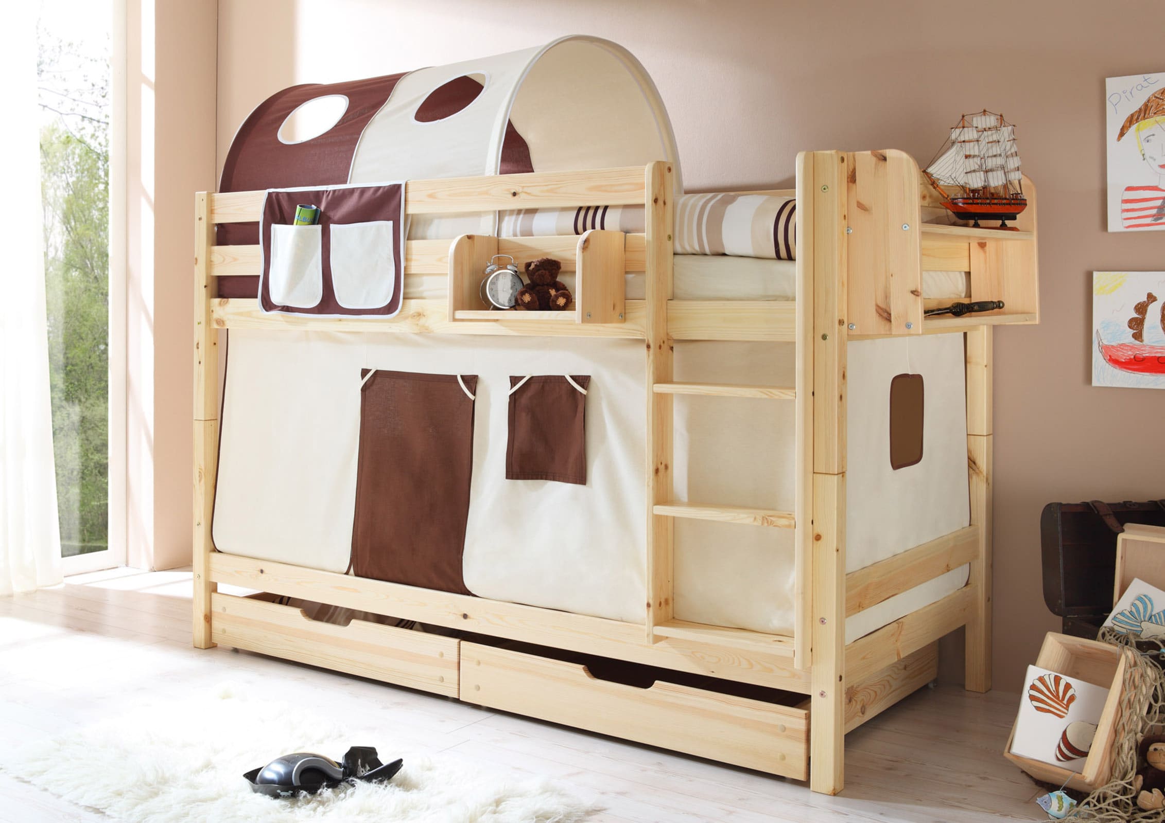 TiCAA Etagenbett "Marcel" Kiefer Natur Classic - Bild 1