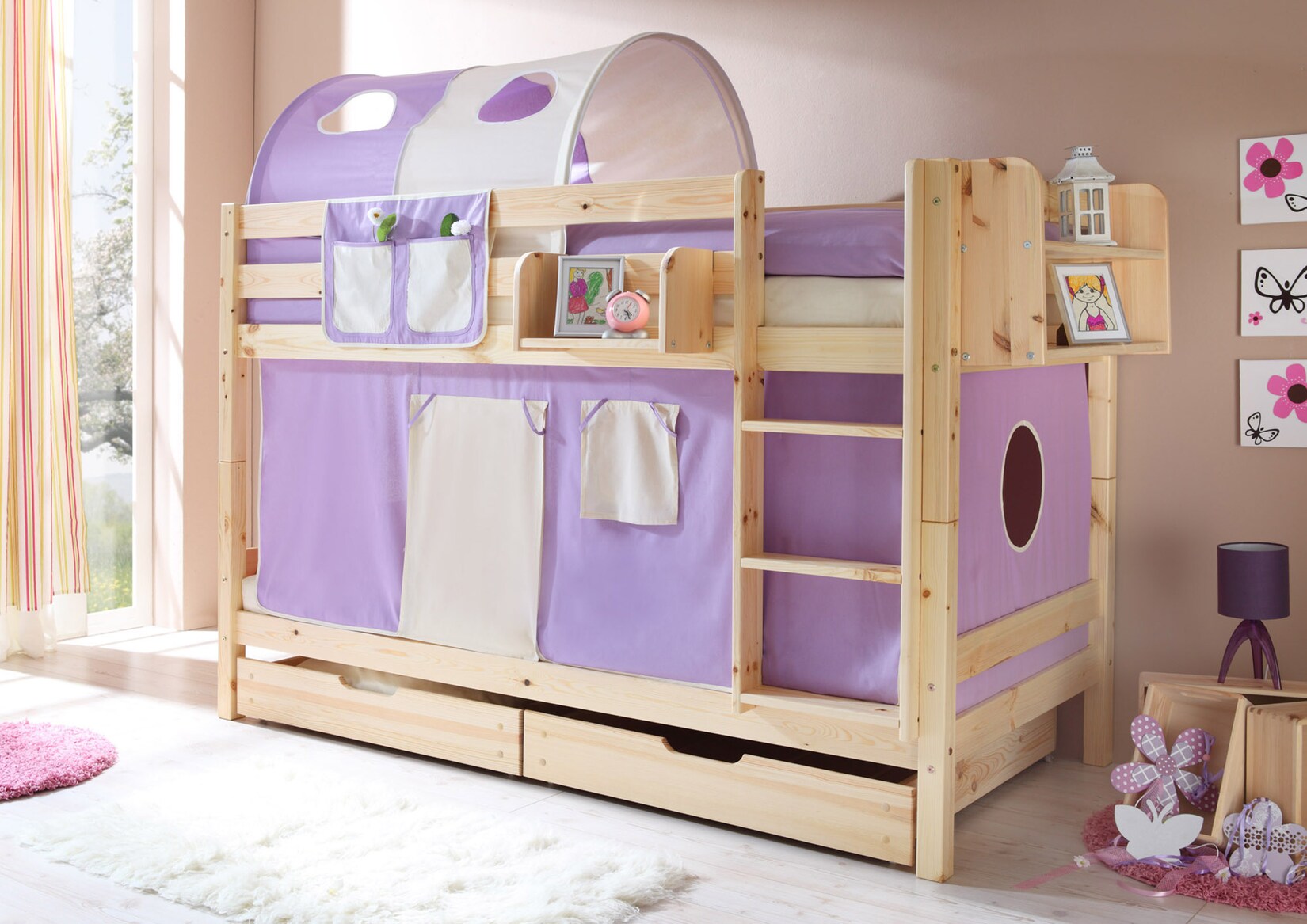 TiCAA Etagenbett "Marcel" Kiefer Natur Classic