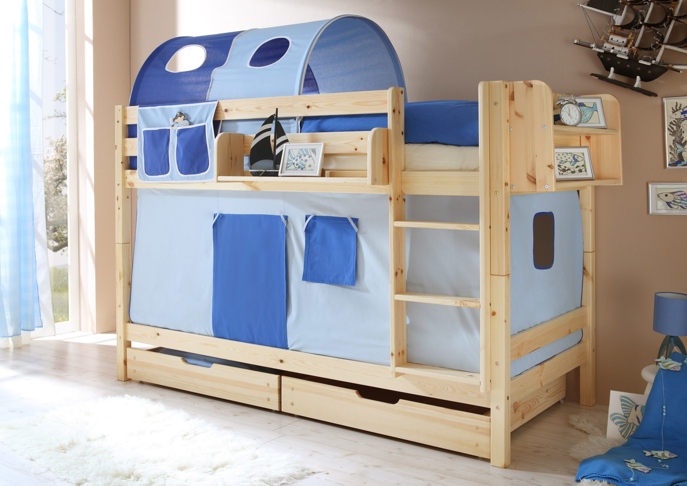 TiCAA Etagenbett "Marcel" Kiefer Natur Classic - Bild 1