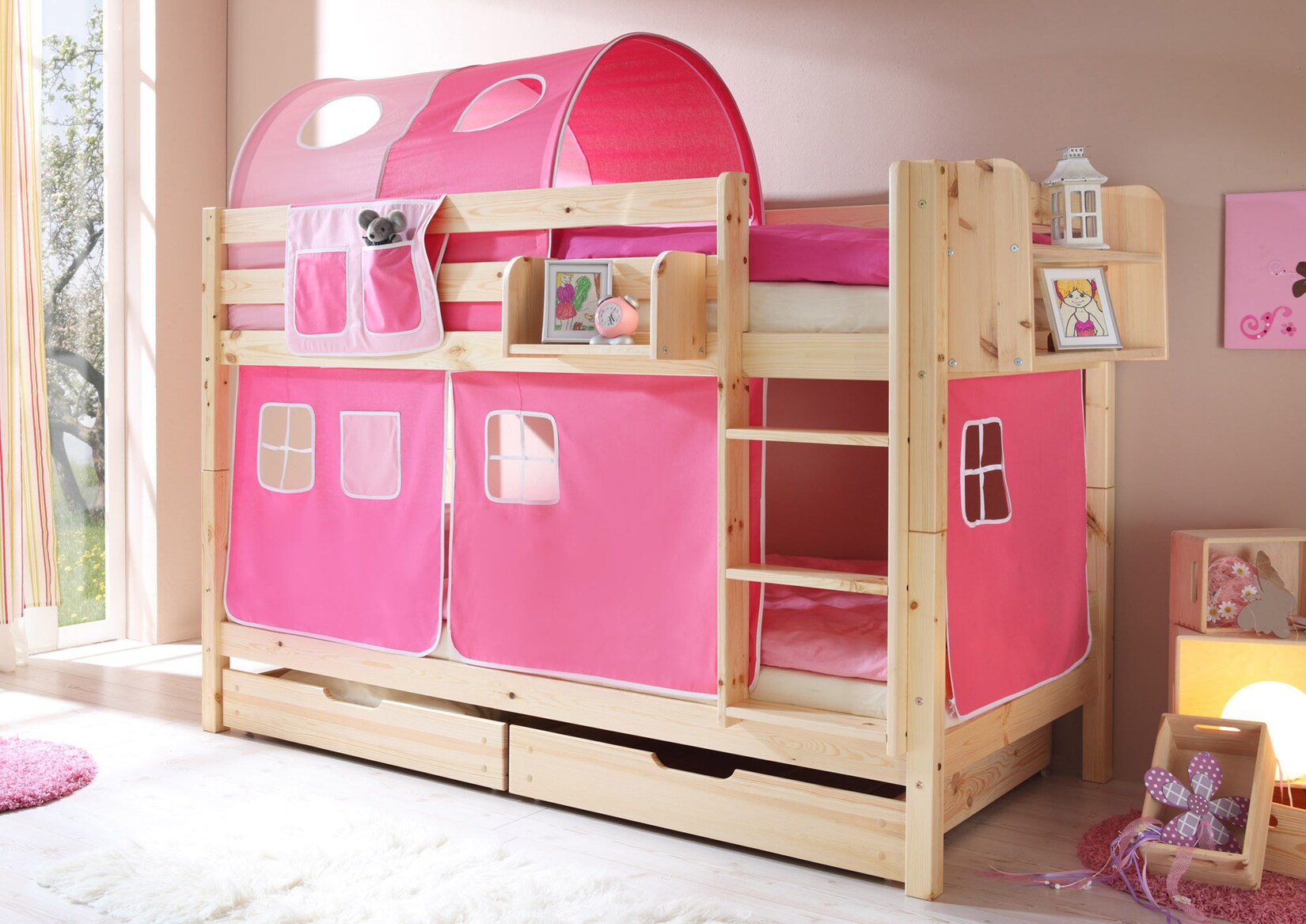 TiCAA Etagenbett "Marcel" Kiefer Natur Classic