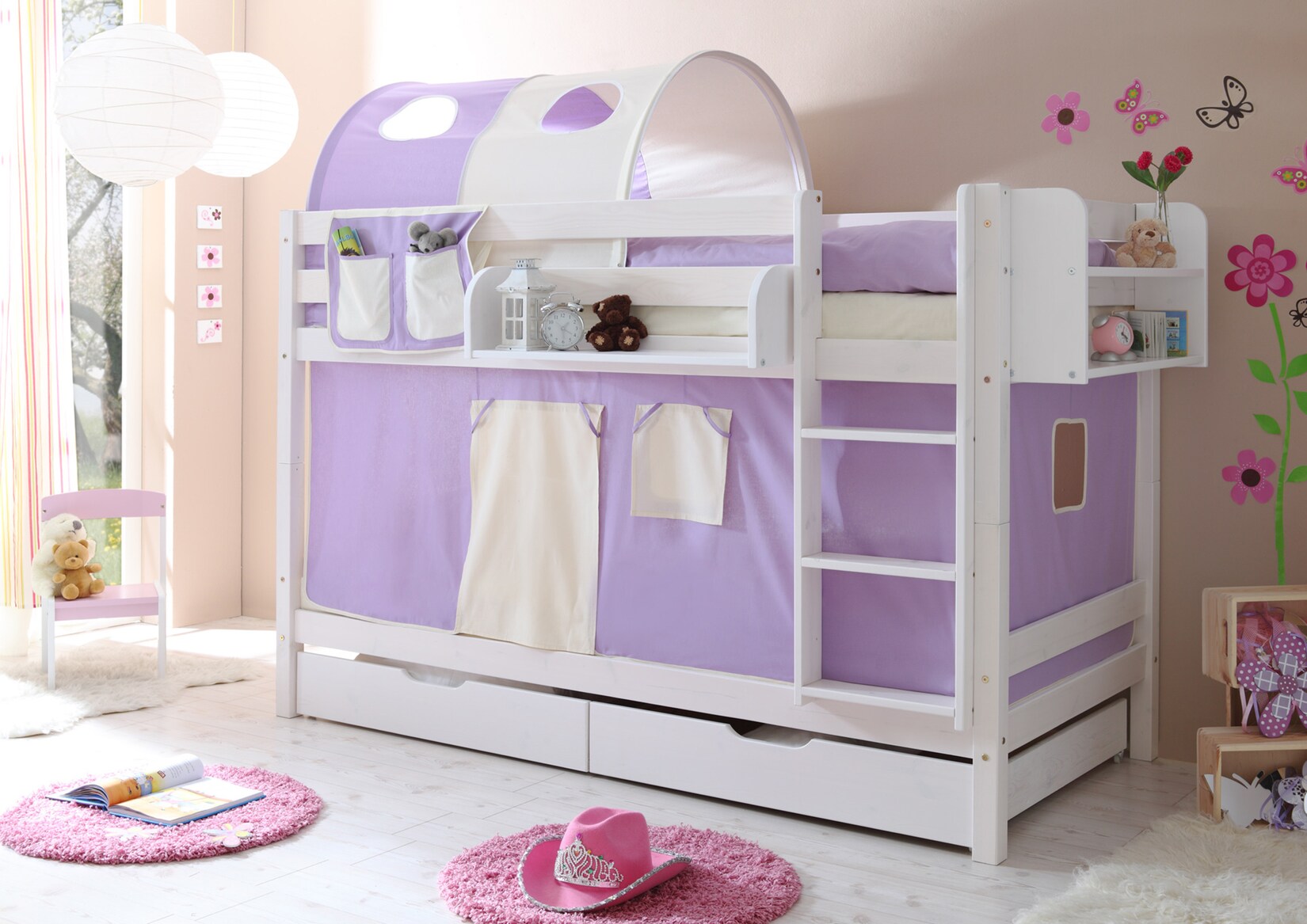 TiCAA Etagenbett „Marcel“ Kiefer weiß Classic | 04250393838803