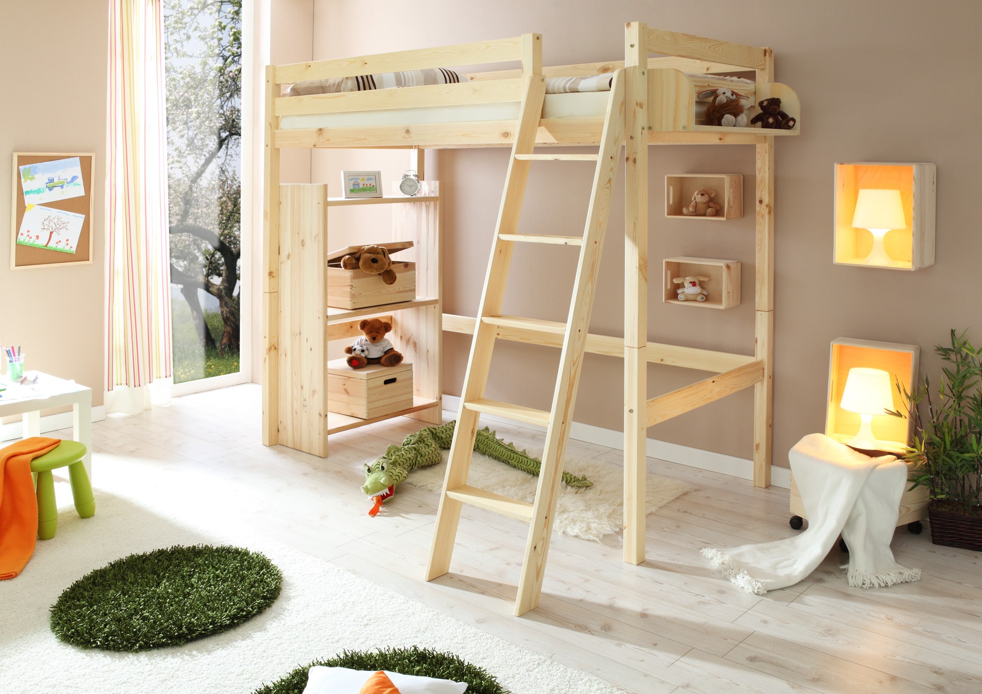 TiCAA Hochbett Hochschl&auml;fer "Matthias" Kiefer Natur - Bild 1
