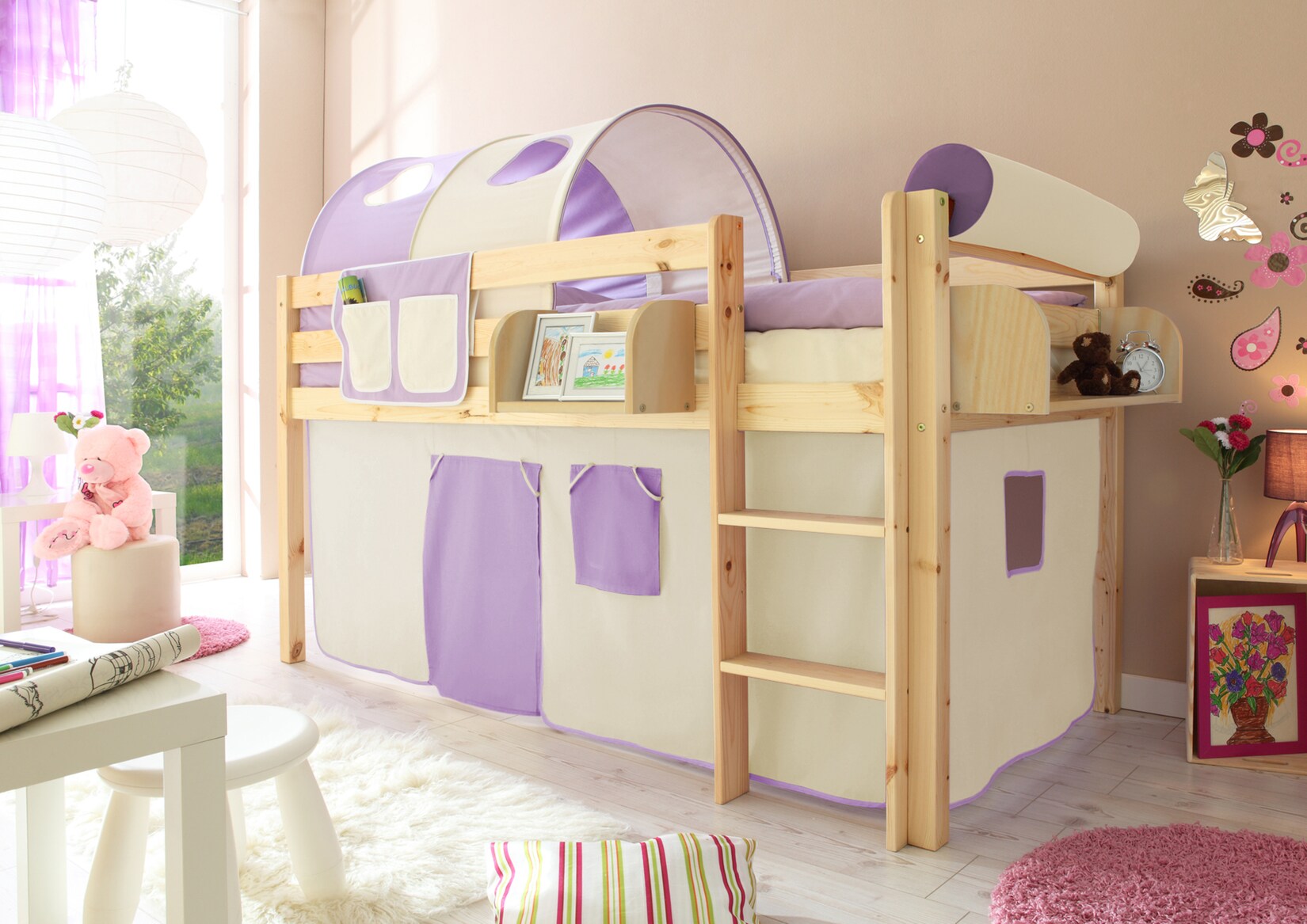 TiCAA Hochbett "Malte" Kiefer Natur Classic