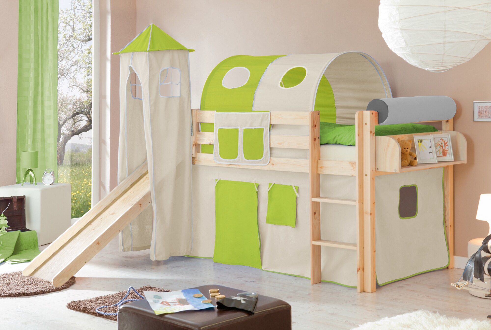 TiCAA Rutschbett mit Turm "Kasper" Kiefer Natur Classic - Bild 1